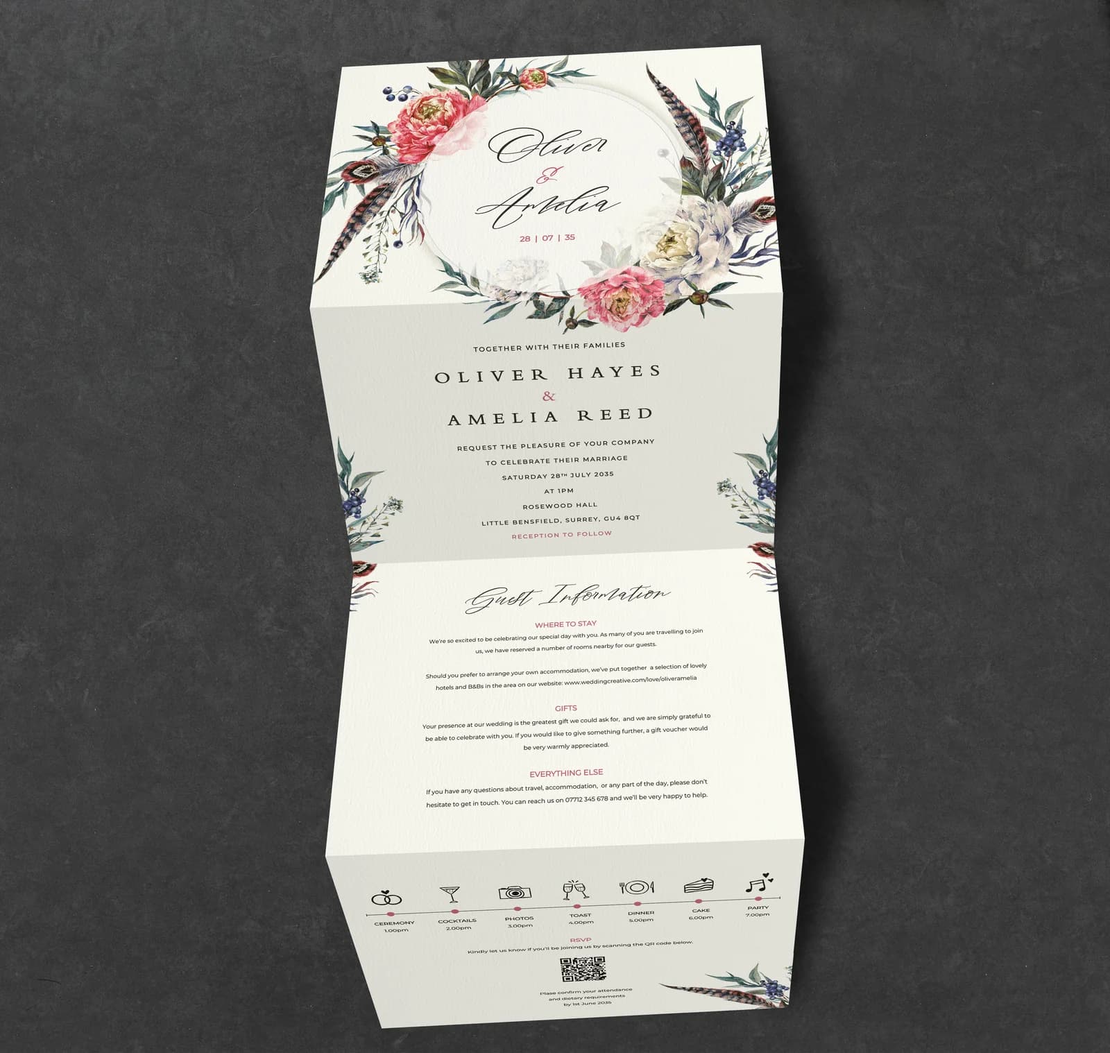 Feathers wedding stationery collection