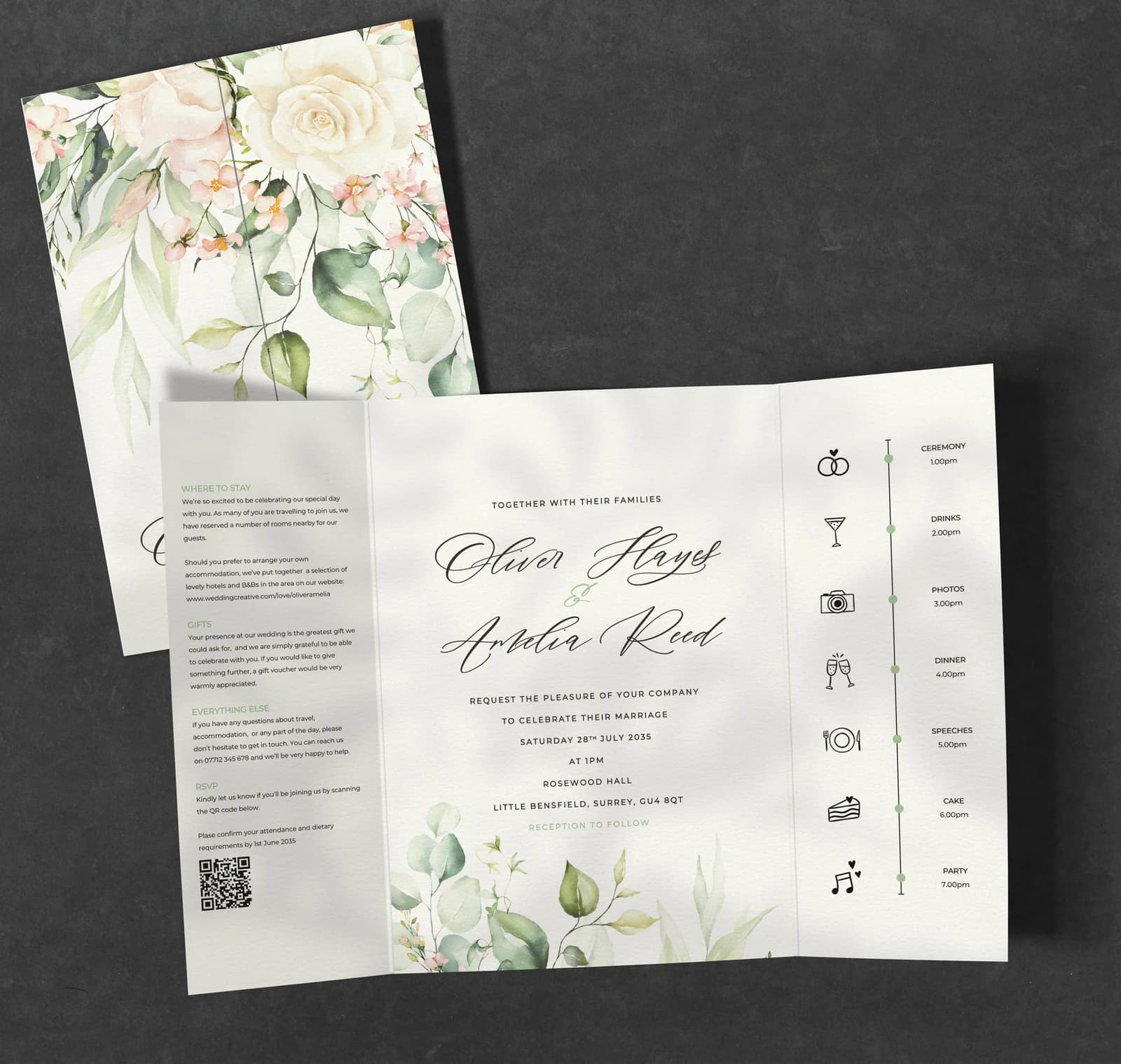 Bouquet Gatefold Invitation — invitation wedding stationery