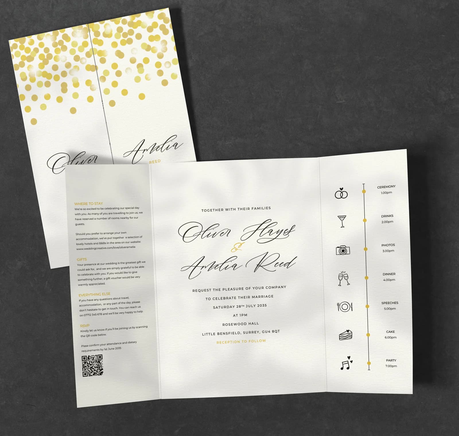 Confetti Gatefold Invitation — invitation wedding stationery