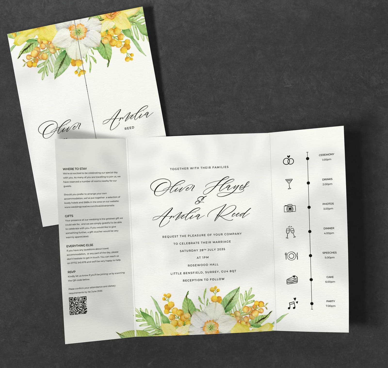 Daffodil wedding stationery collection