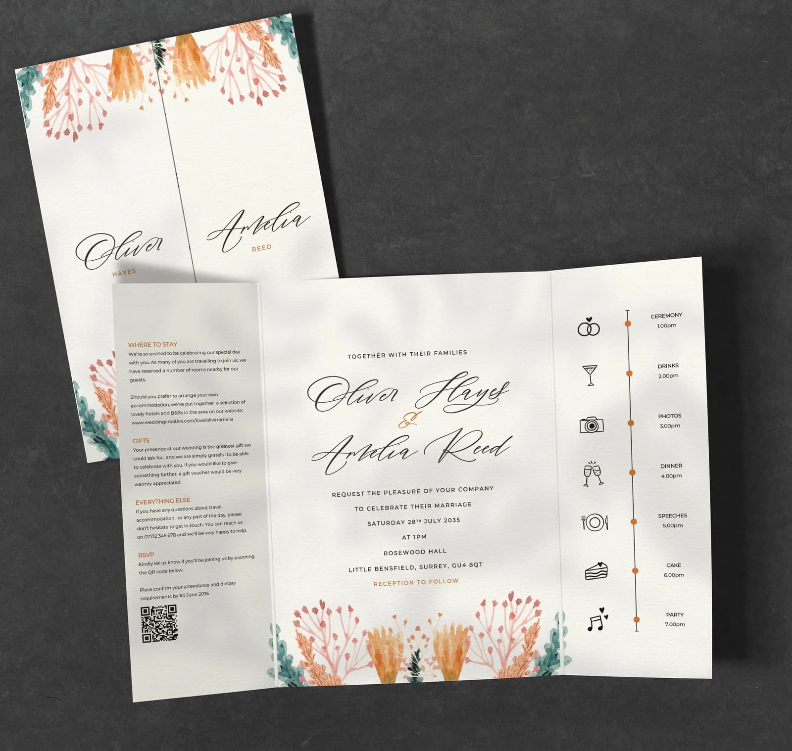 Fiery wedding stationery collection
