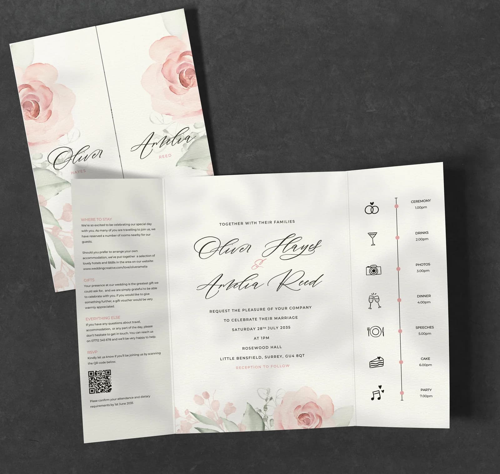 Whimsical Gatefold Invitation — invitation wedding stationery