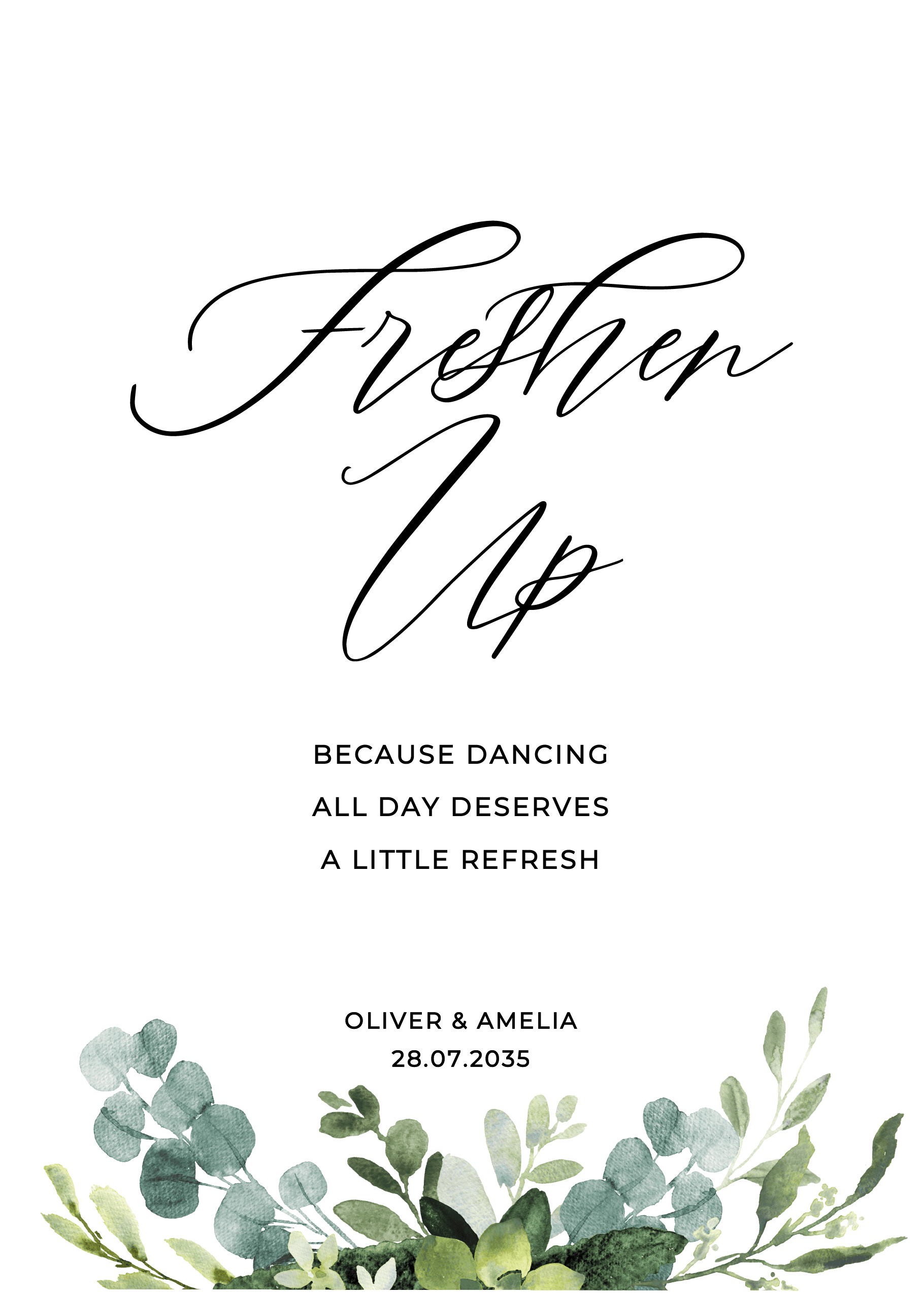 Blue Green Floral Wedding Day Signs — on the day wedding stationery