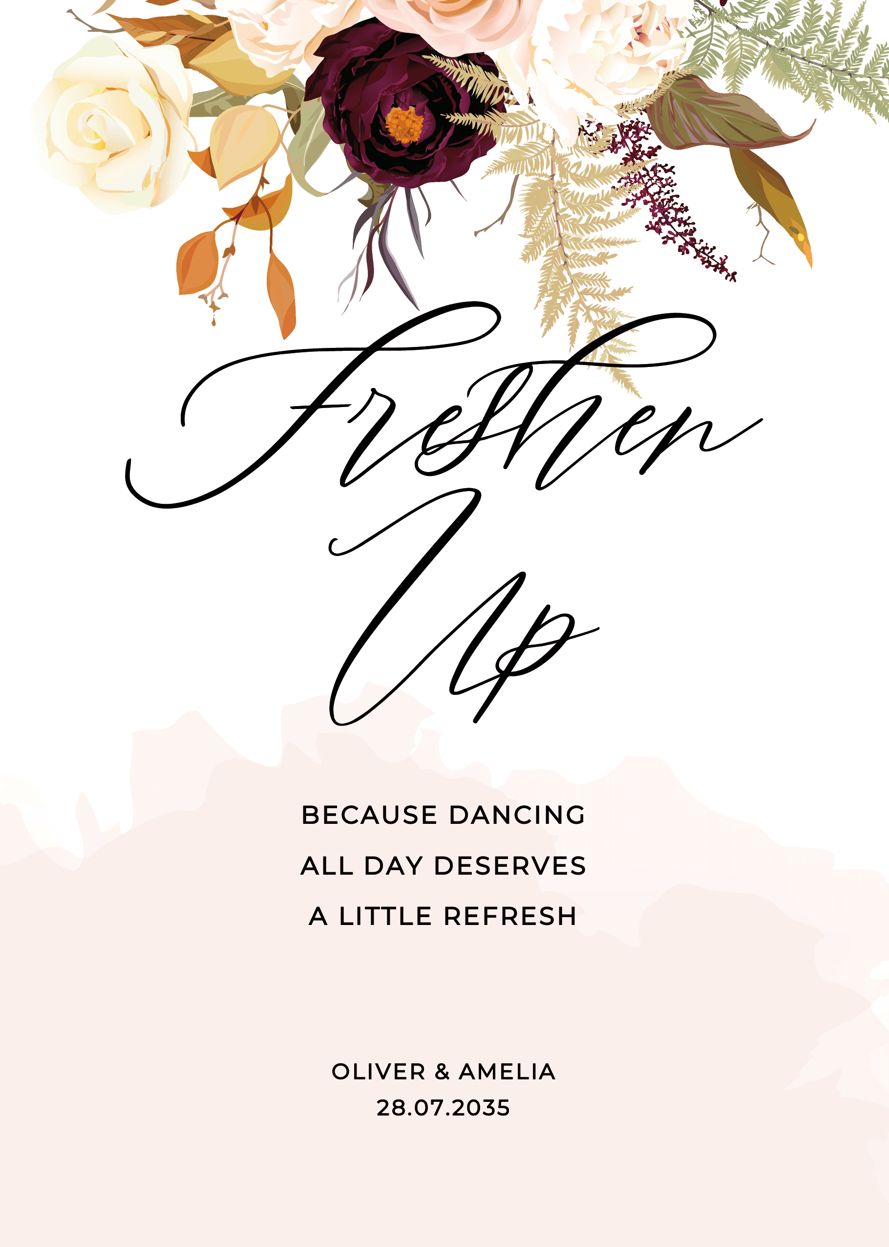 Dried Flowers Wedding Day Signs — on the day wedding stationery