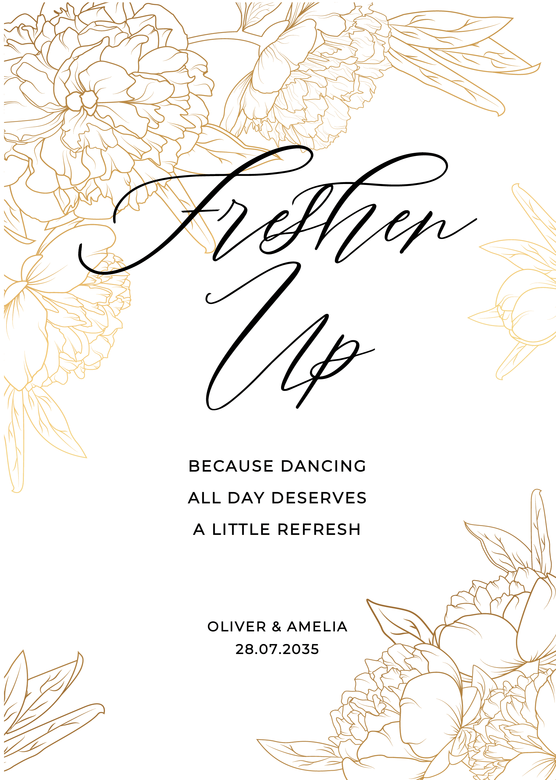 Gold Leaves Wedding Day Signs — on the day wedding stationery