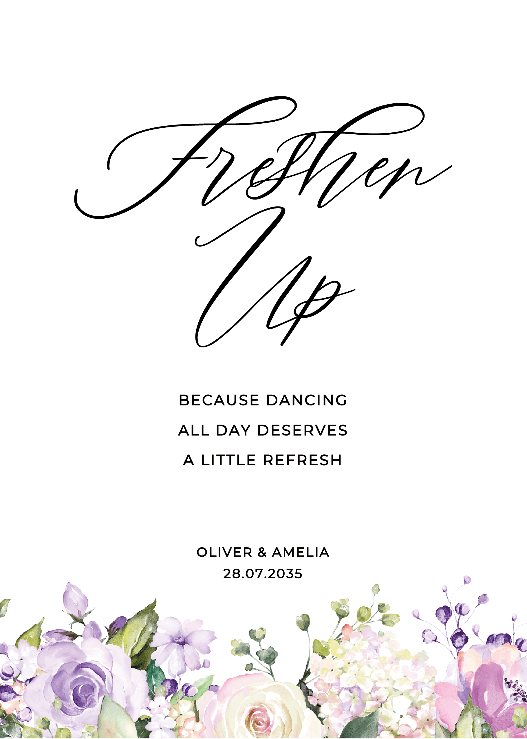 Lilac Floral Wedding Day Signs — on the day wedding stationery