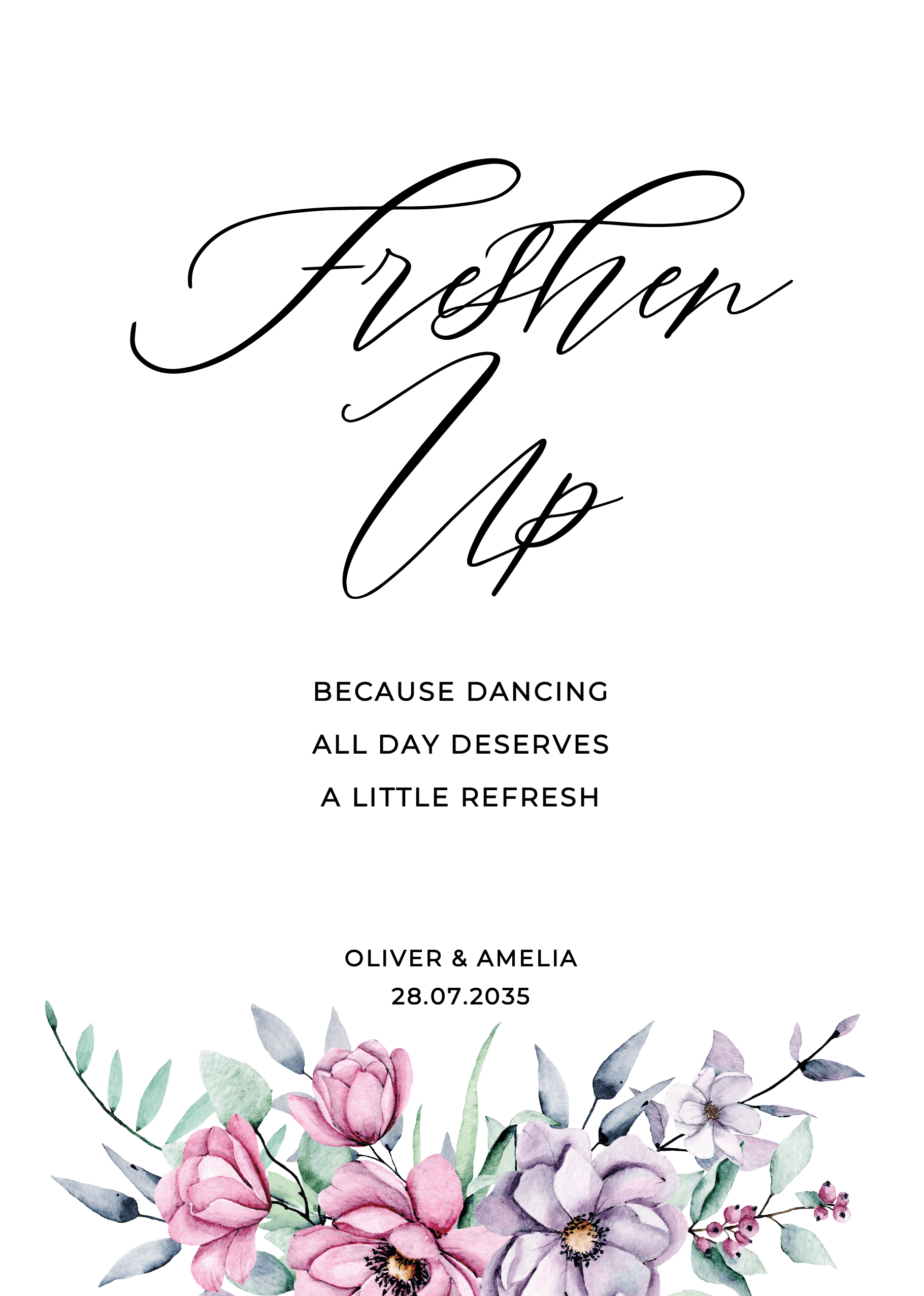 Pink & Purple Floral Wedding Day Signs — main image