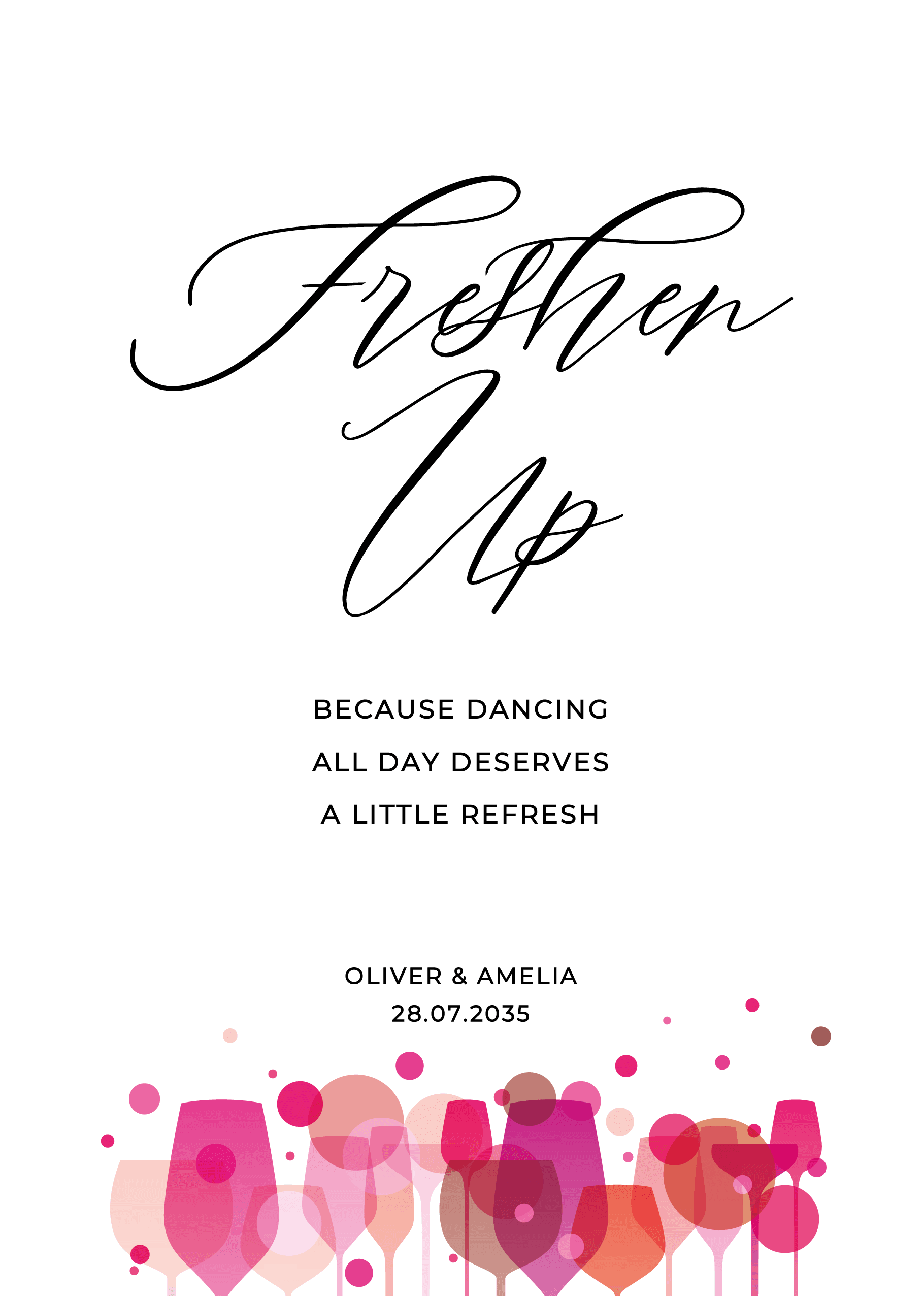 Pink Cocktails Wedding Day Signs — on the day wedding stationery