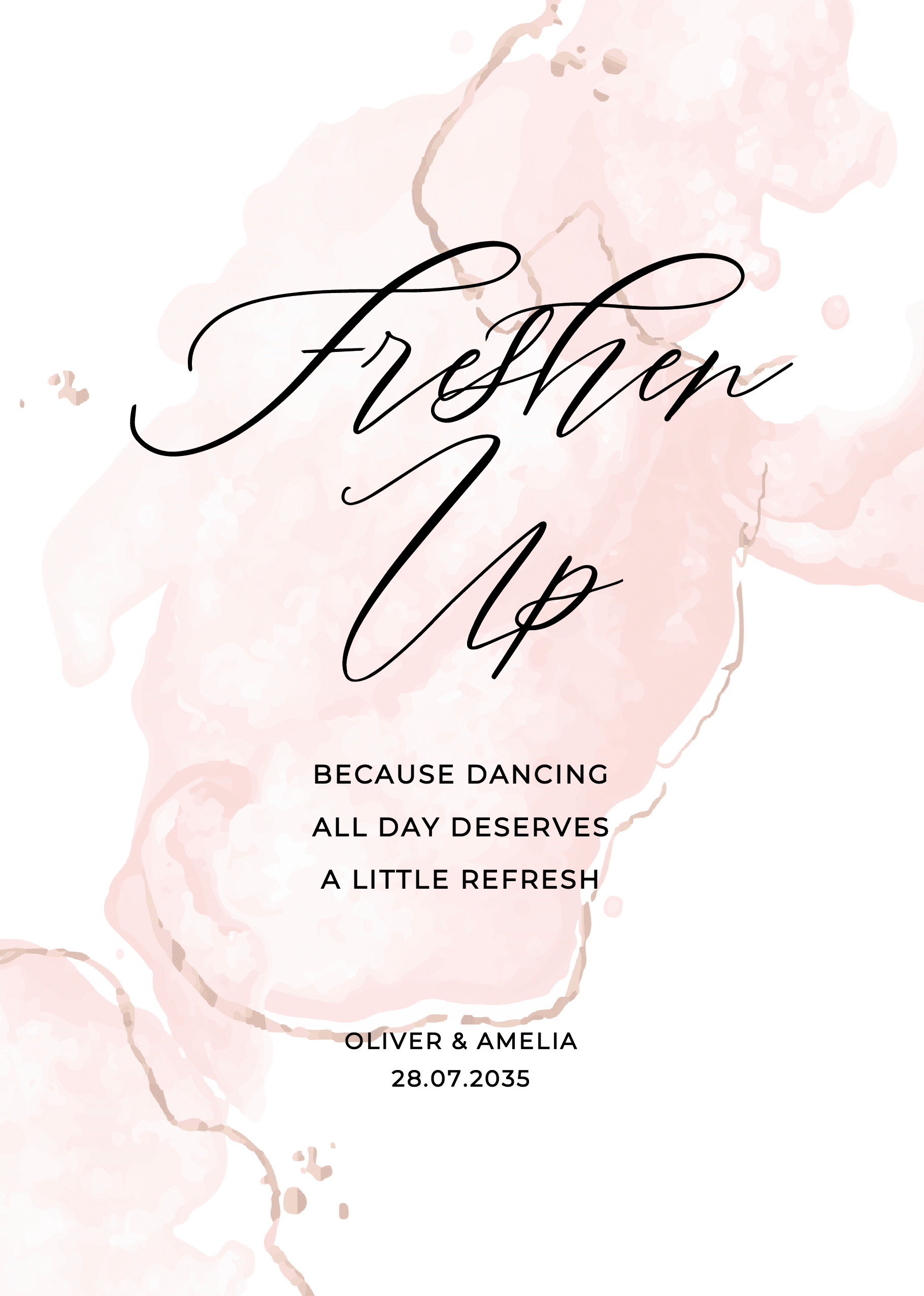 Pink Water Gold Wedding Day Signs — on the day wedding stationery