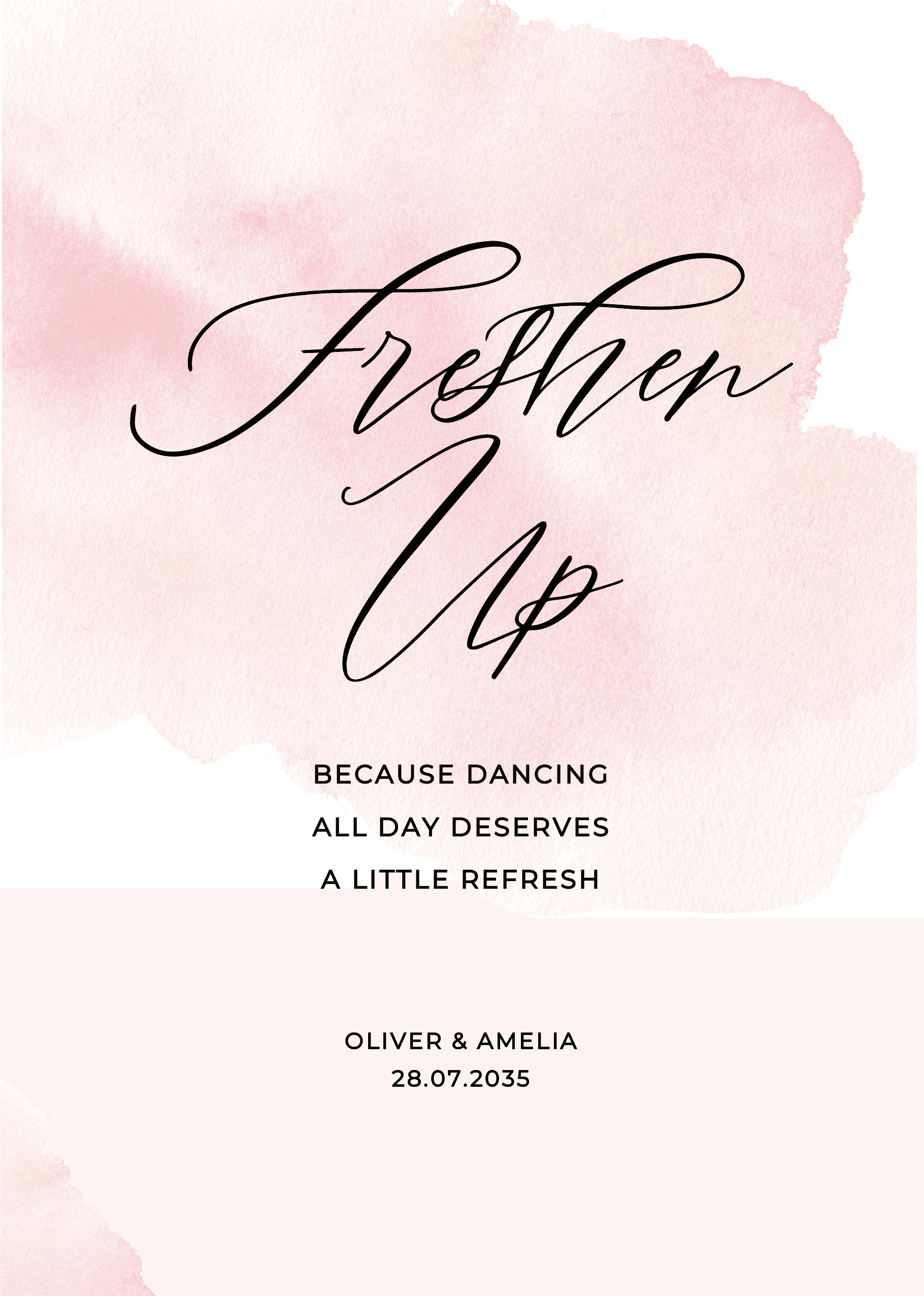 Pink Watercolour Wedding Day Signs — on the day wedding stationery