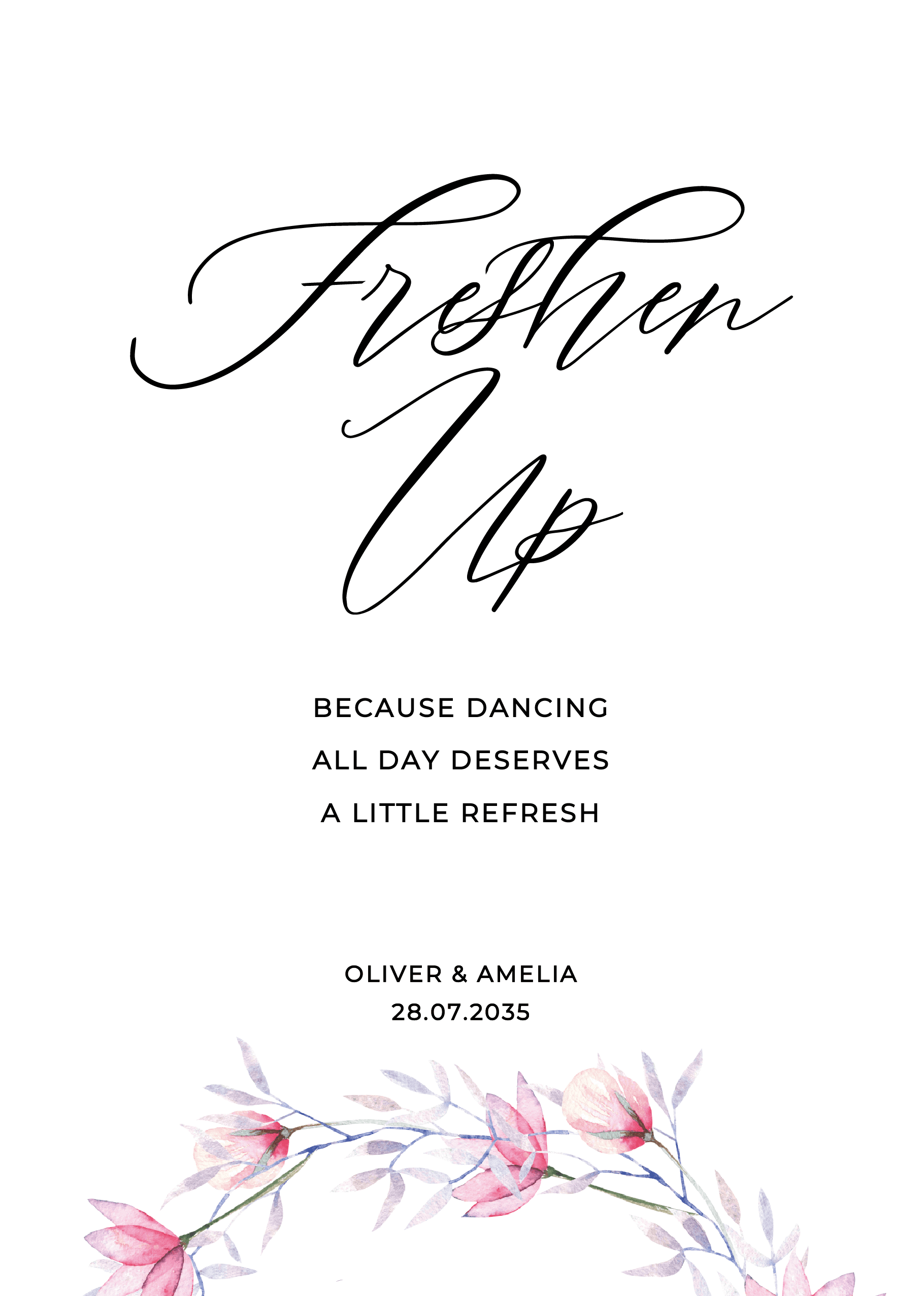 Pink Wreath Wedding Day Signs — main image