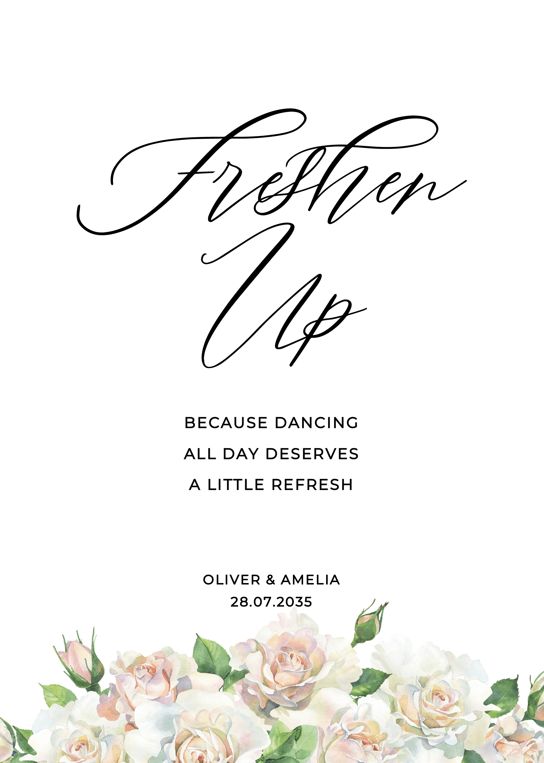 White Flowers Wedding Day Signs — on the day wedding stationery