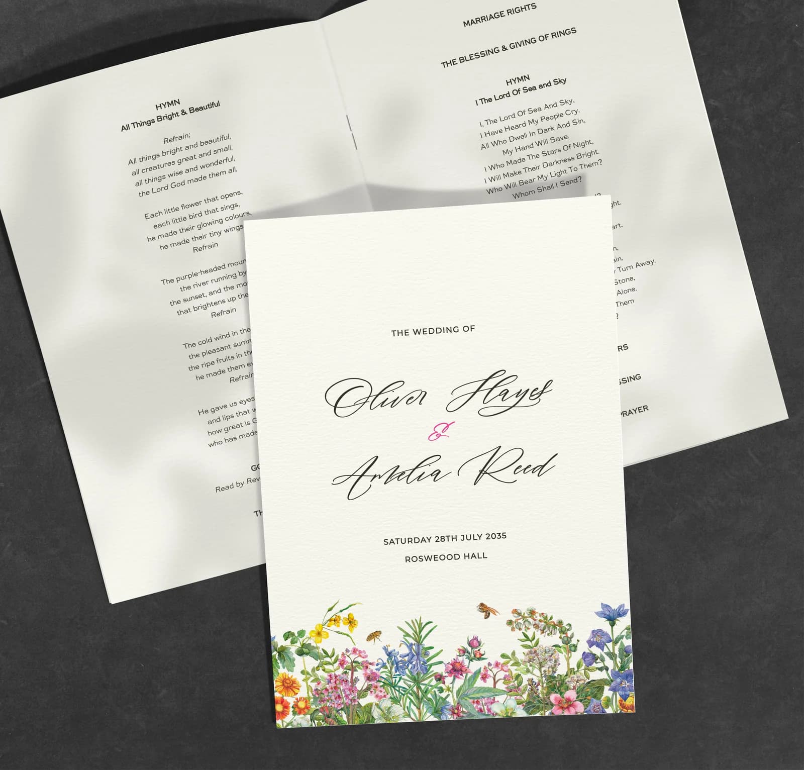 Spring Order of Service — on the day wedding stationery