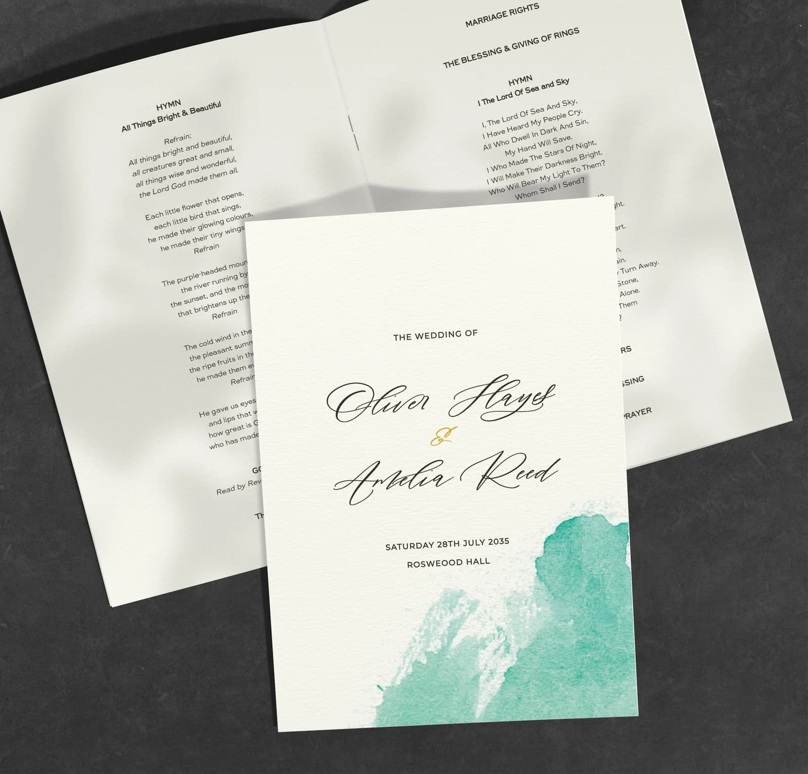 Turquoise wedding stationery collection