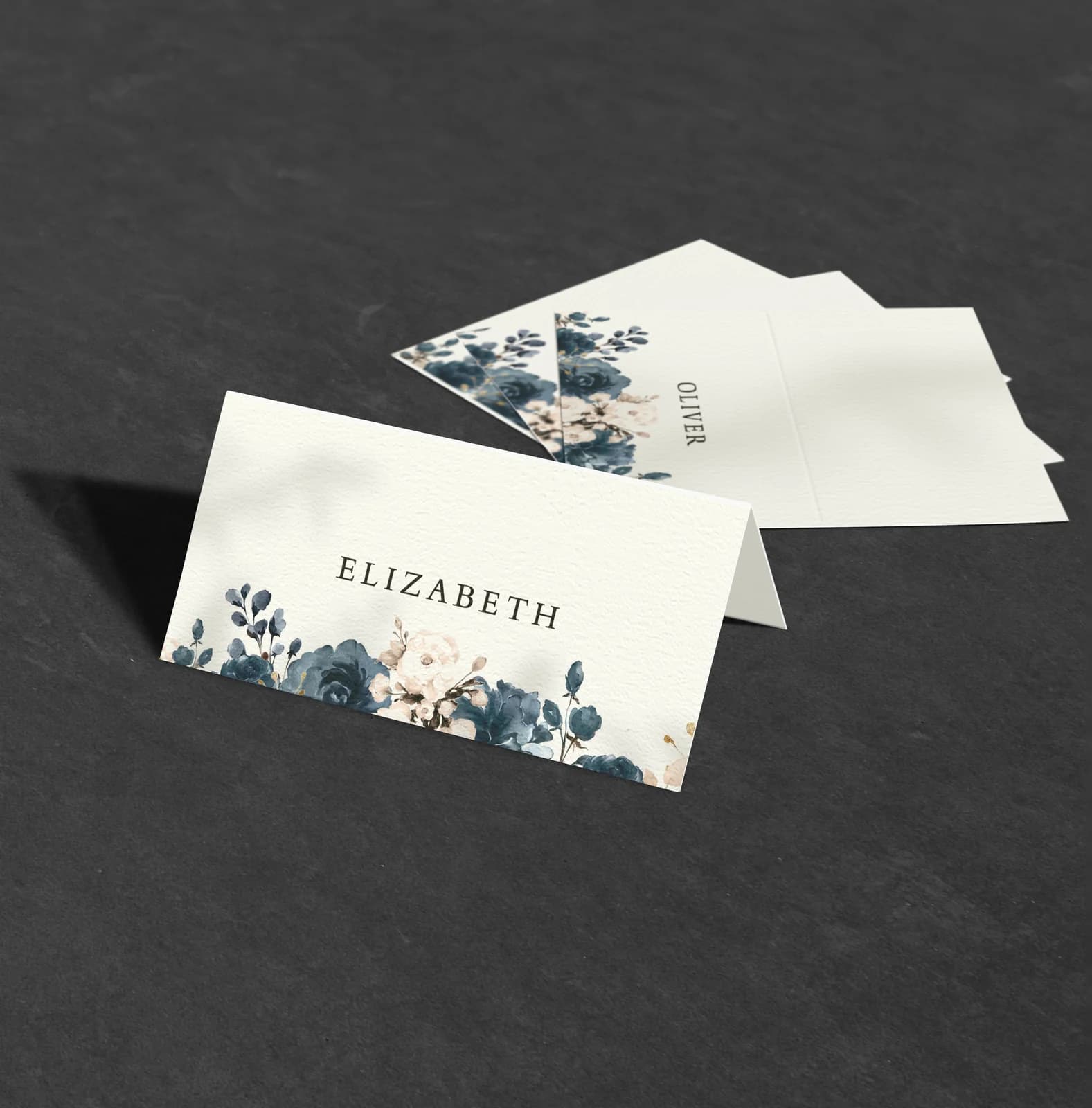 Blue Flowers Place Card — design preview