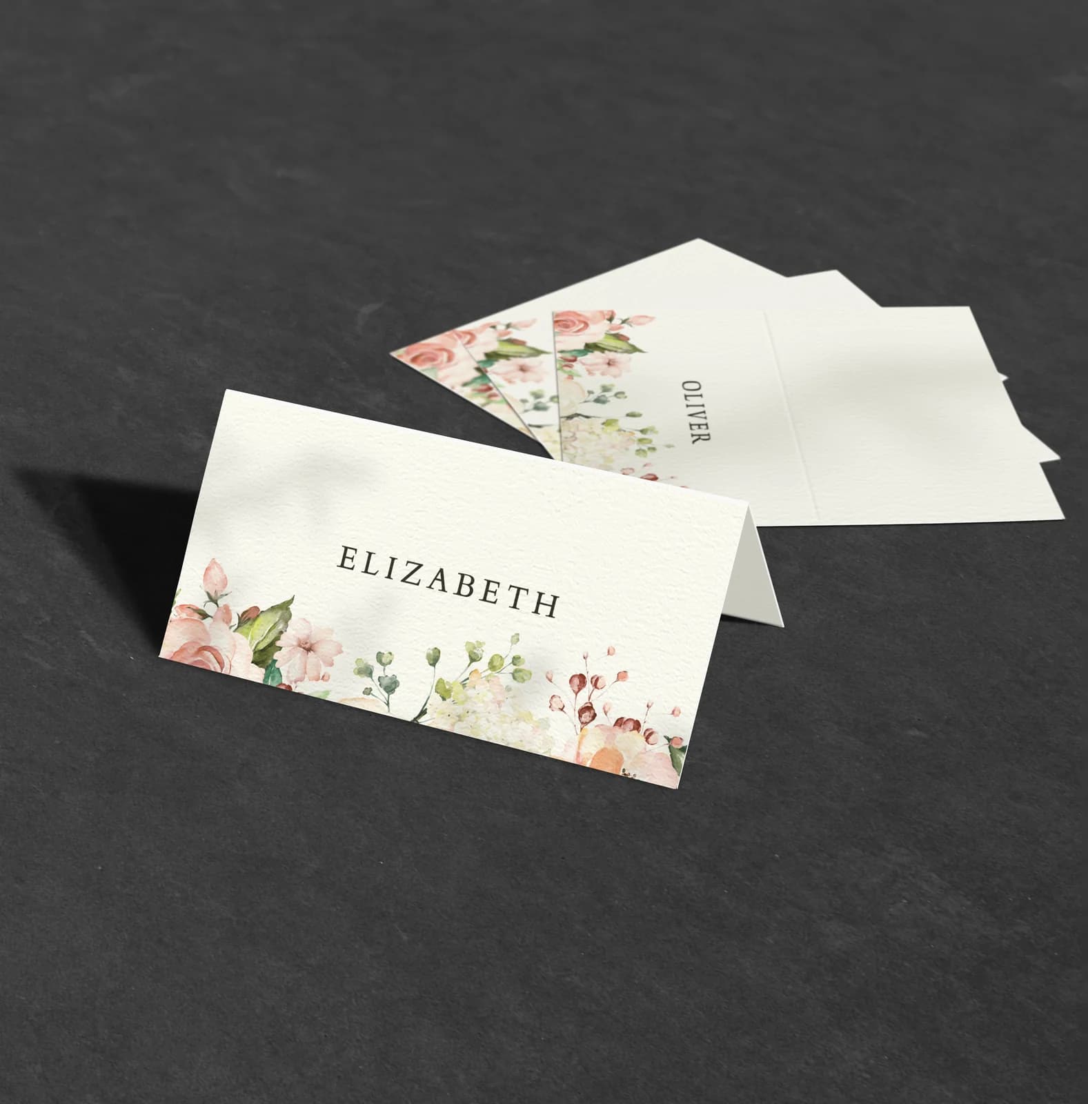 Blush Roses Place Card — on the day wedding stationery