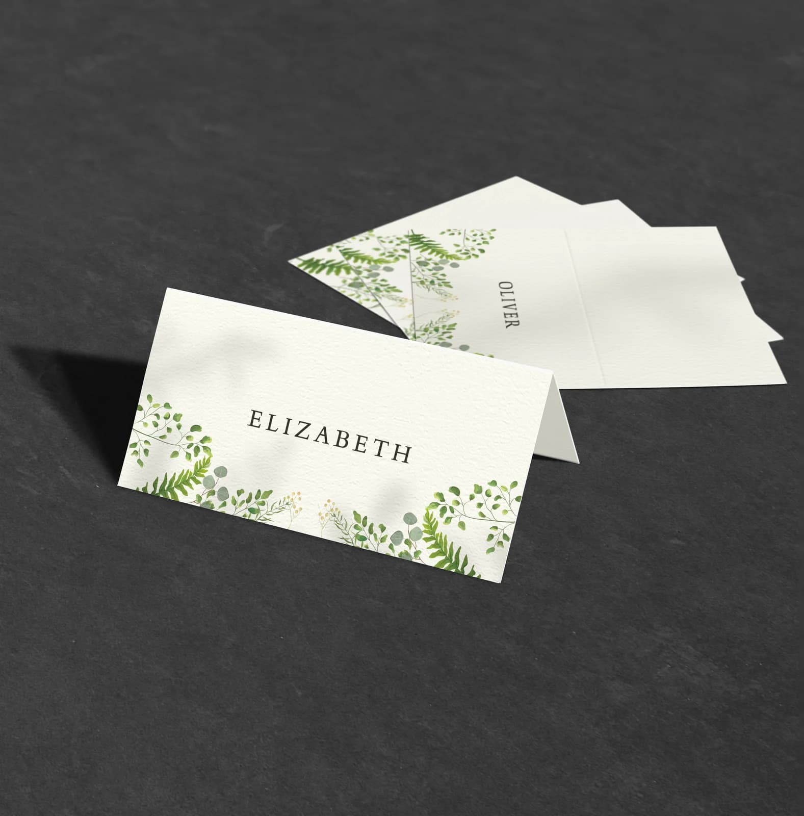 Greenery Euclayptus Place Card — on the day wedding stationery