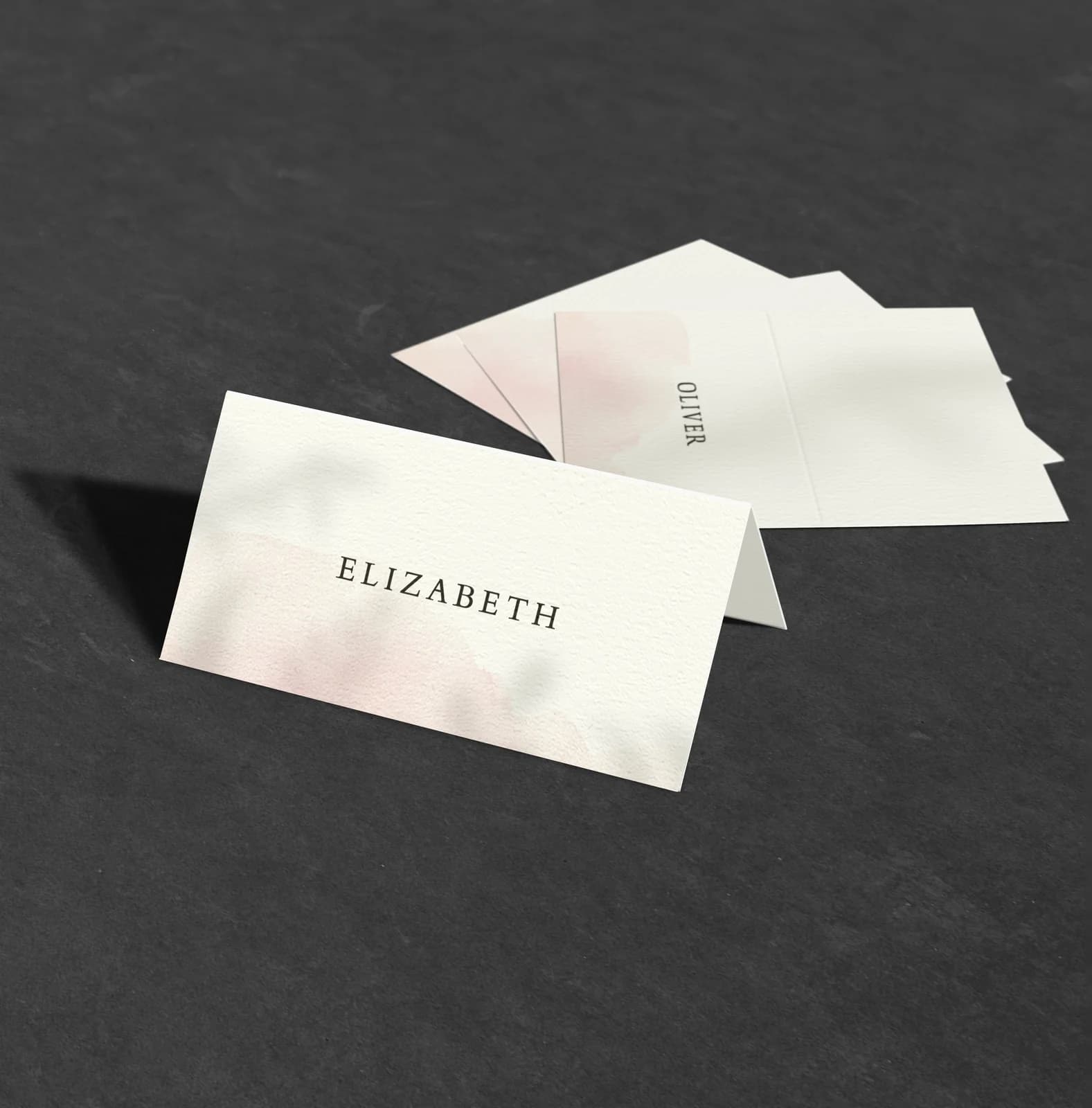 Pink Watercolour Place Card — on the day wedding stationery