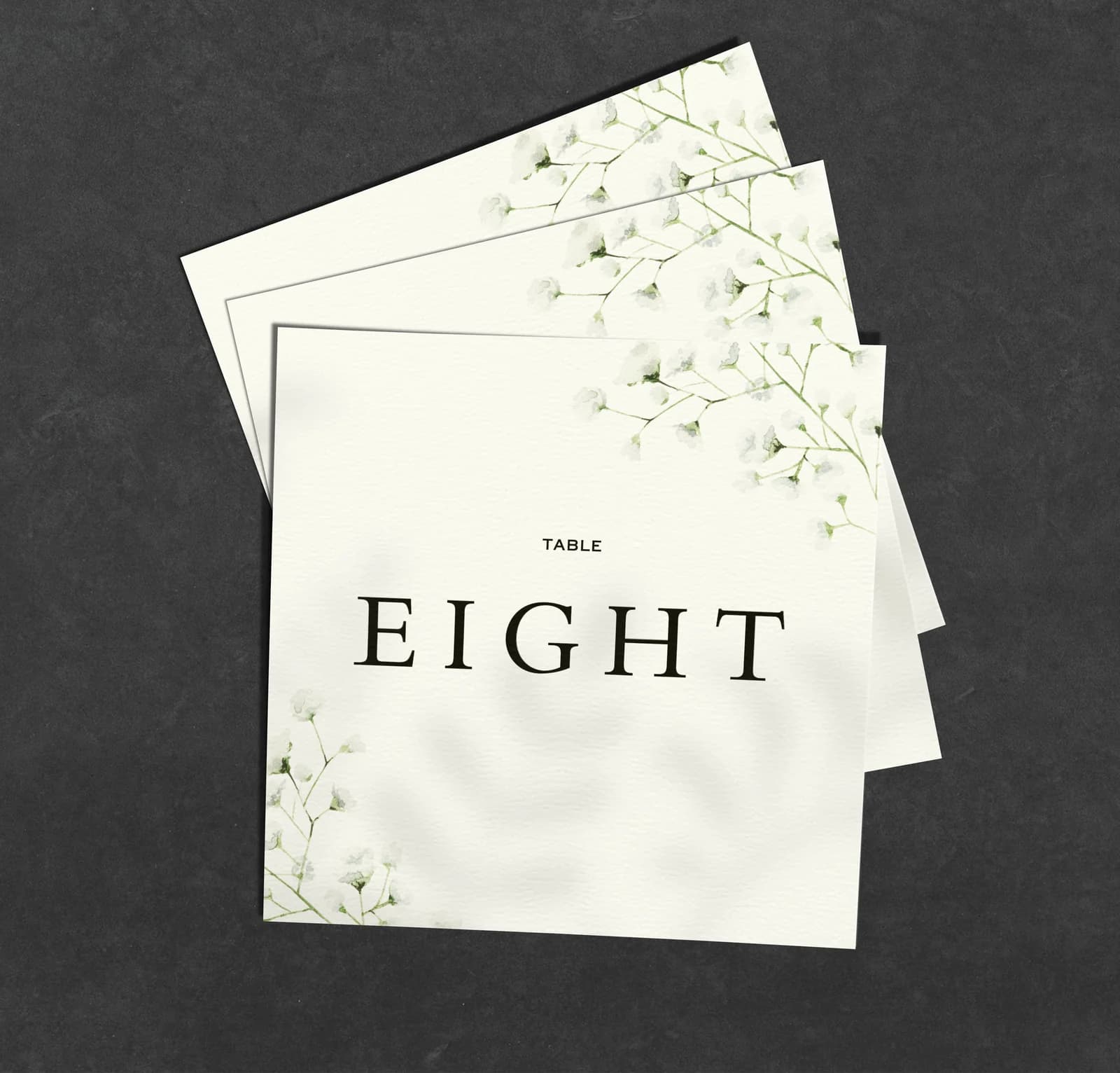 Gypsophila Table Name Card — on the day wedding stationery