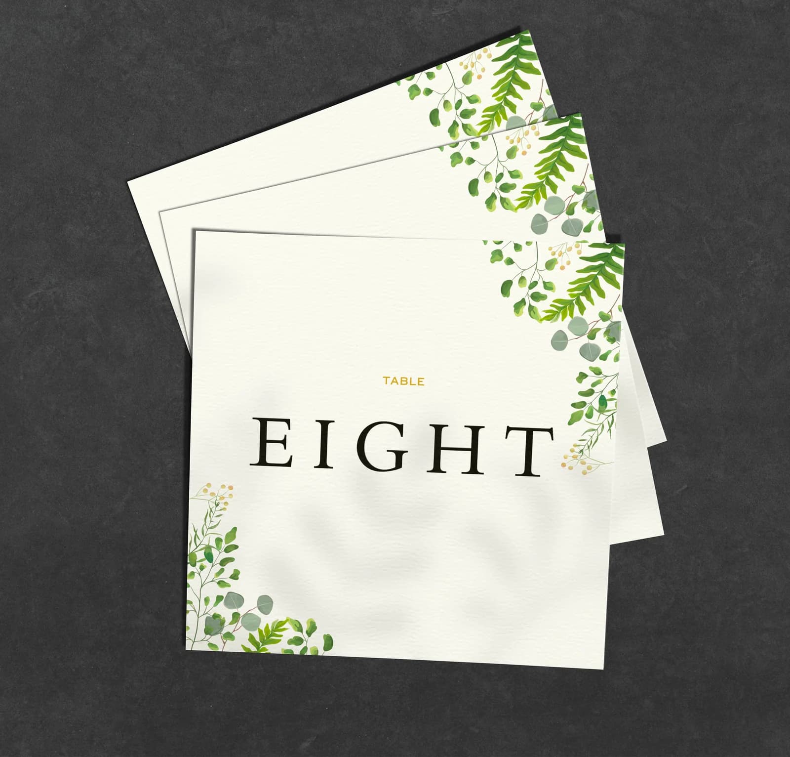 Greenery Eucalyptus Table Name Card — on the day wedding stationery