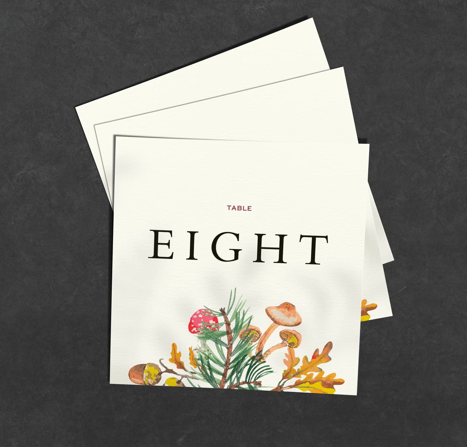 Mushroom Table Name Card — on the day wedding stationery
