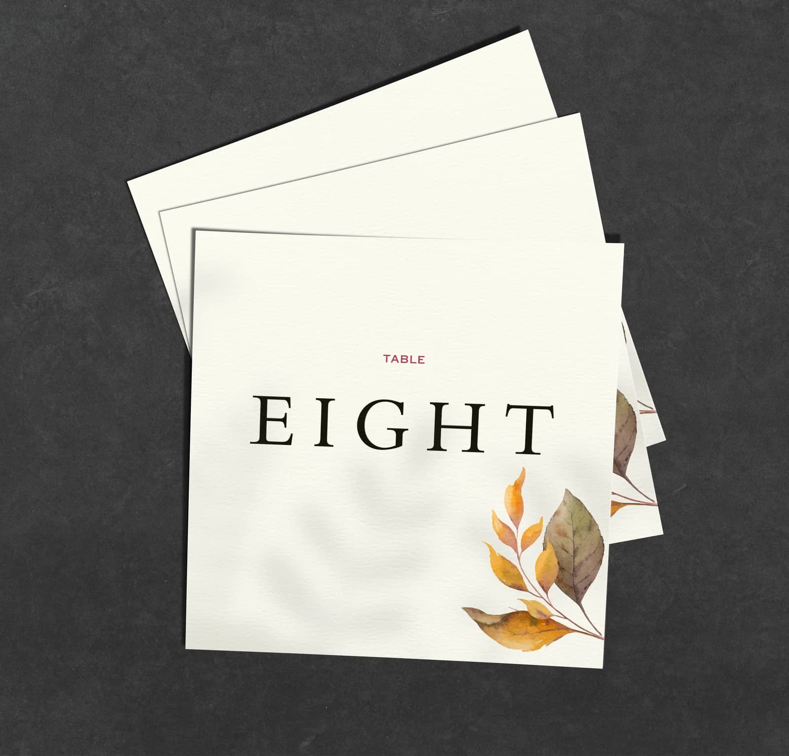 October Table Name Card — on the day wedding stationery