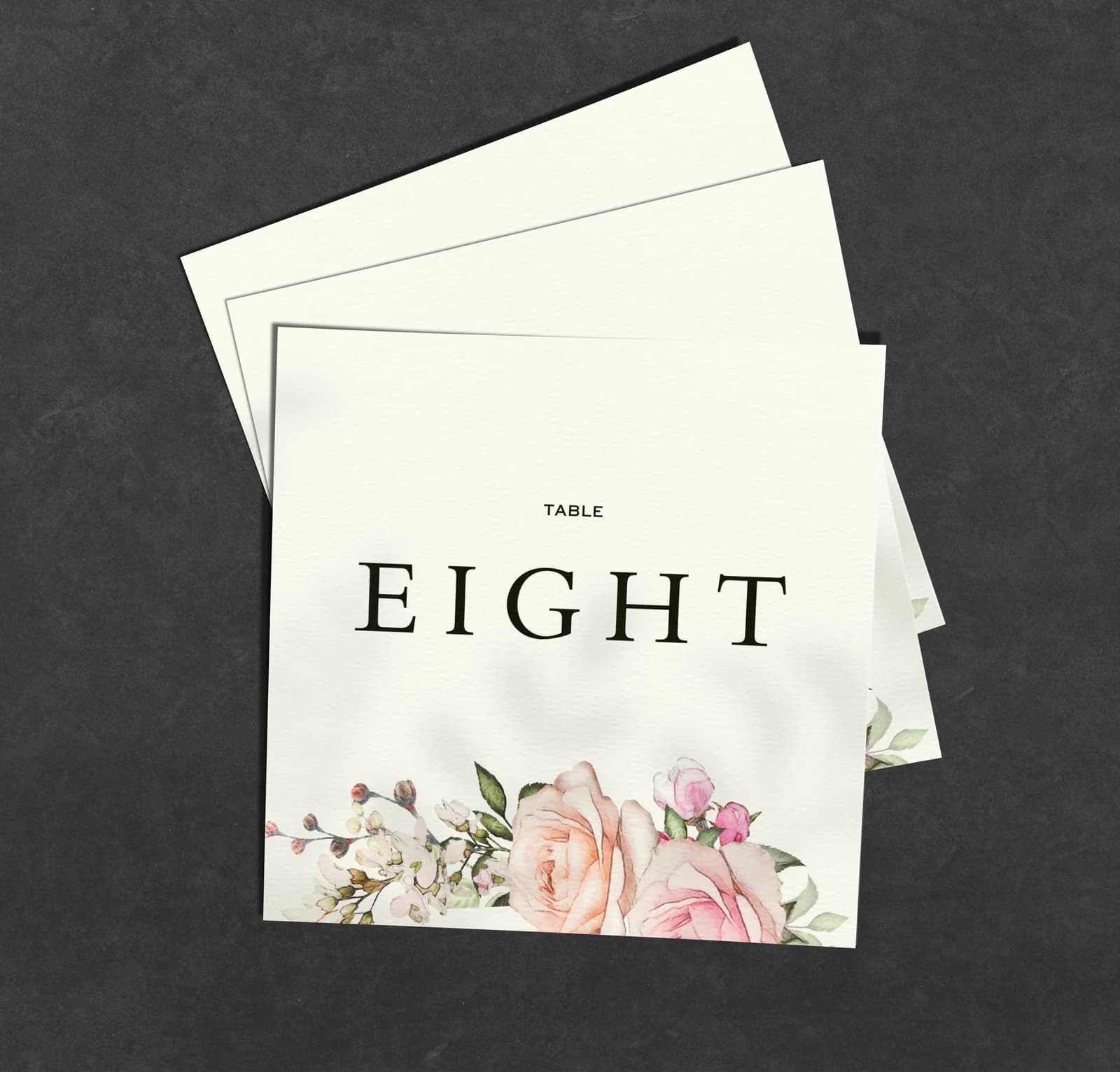 Rose Garden Table Name Card — on the day wedding stationery