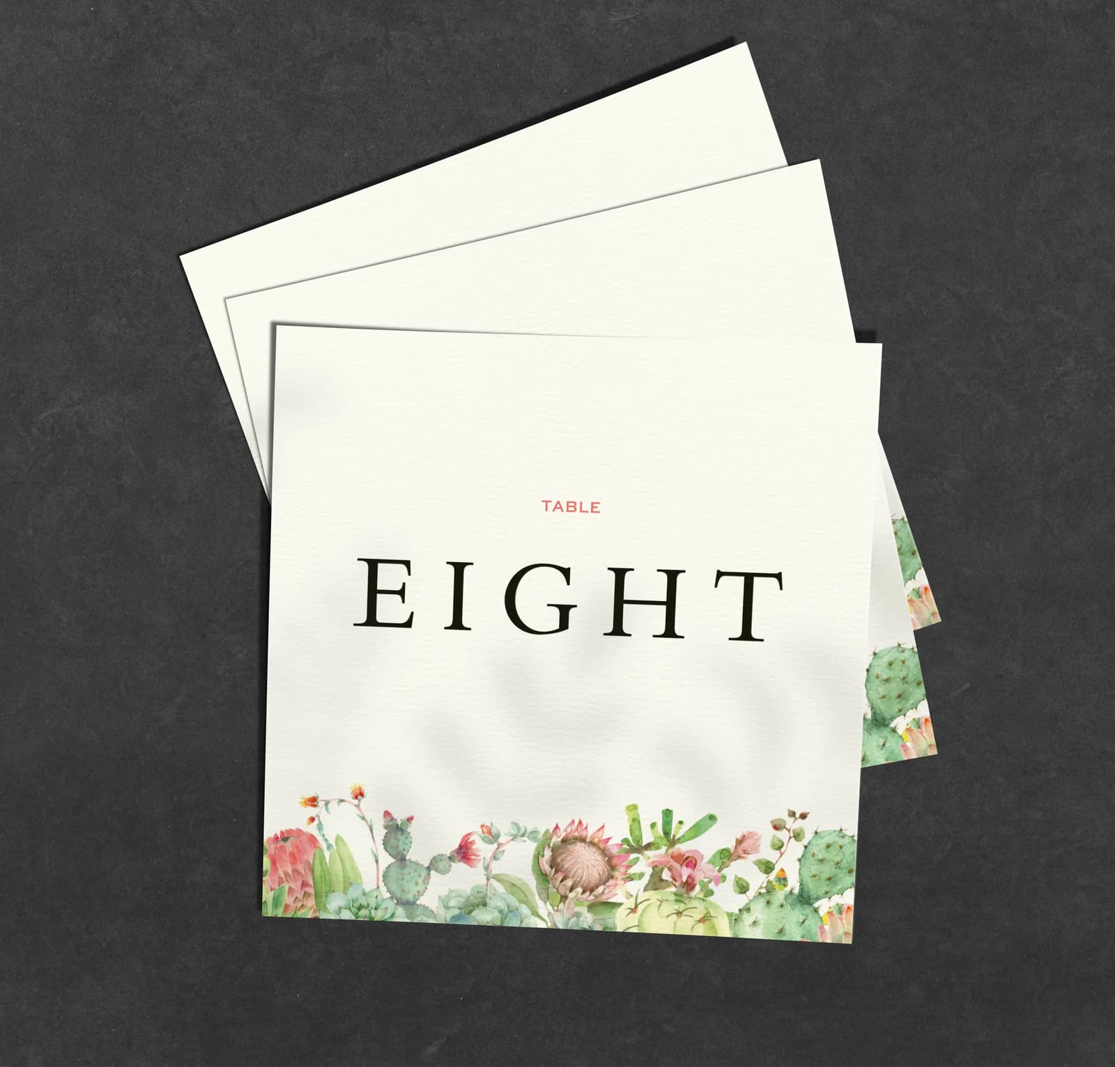 Succulents Table Name Card — on the day wedding stationery
