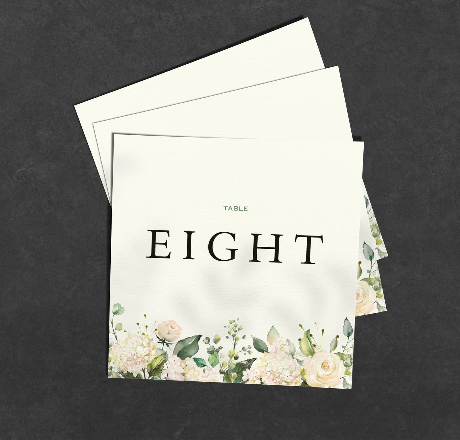 White Roses Table Name Card — on the day wedding stationery