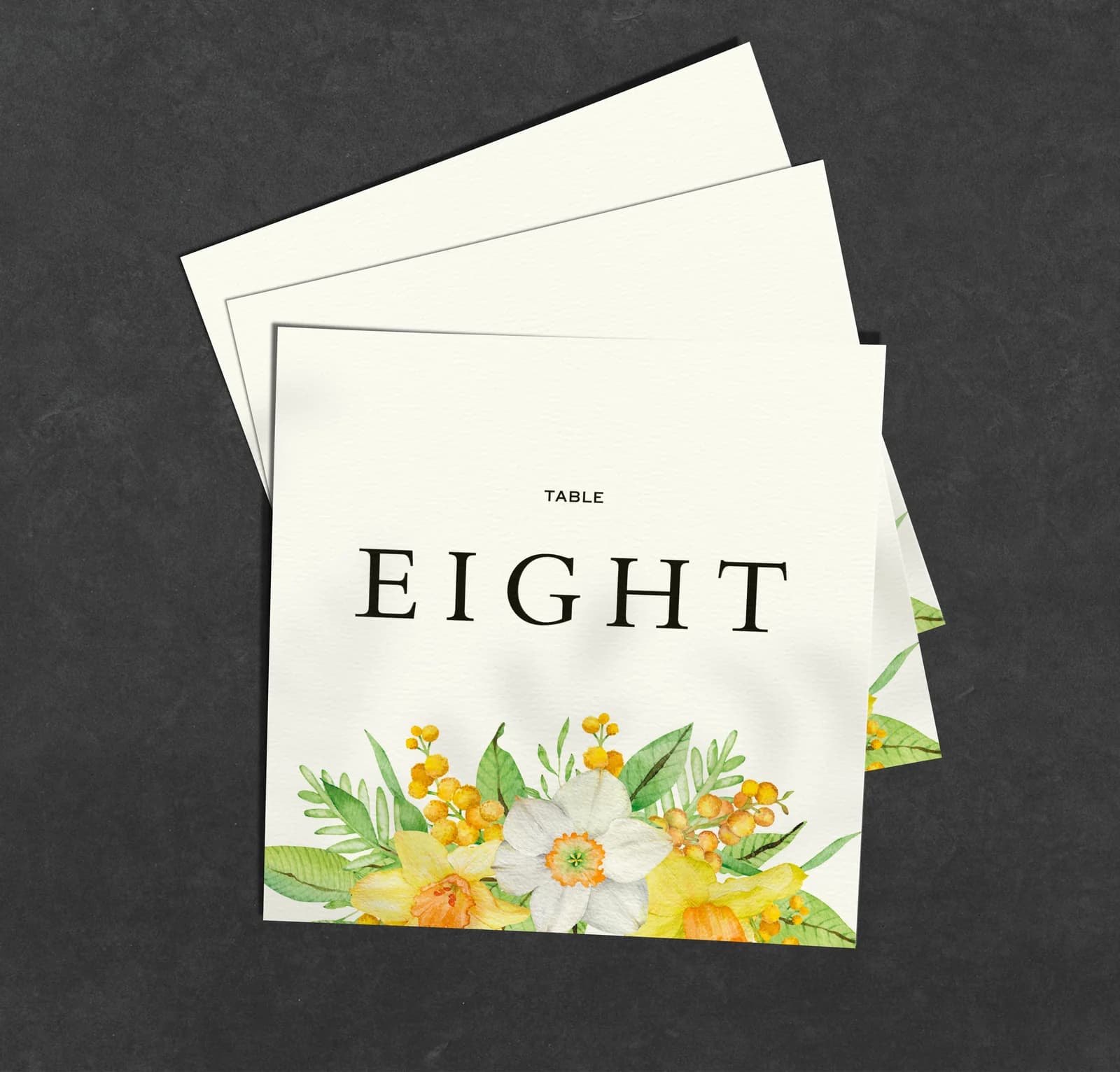 Daffodil Table Name Card — on the day wedding stationery