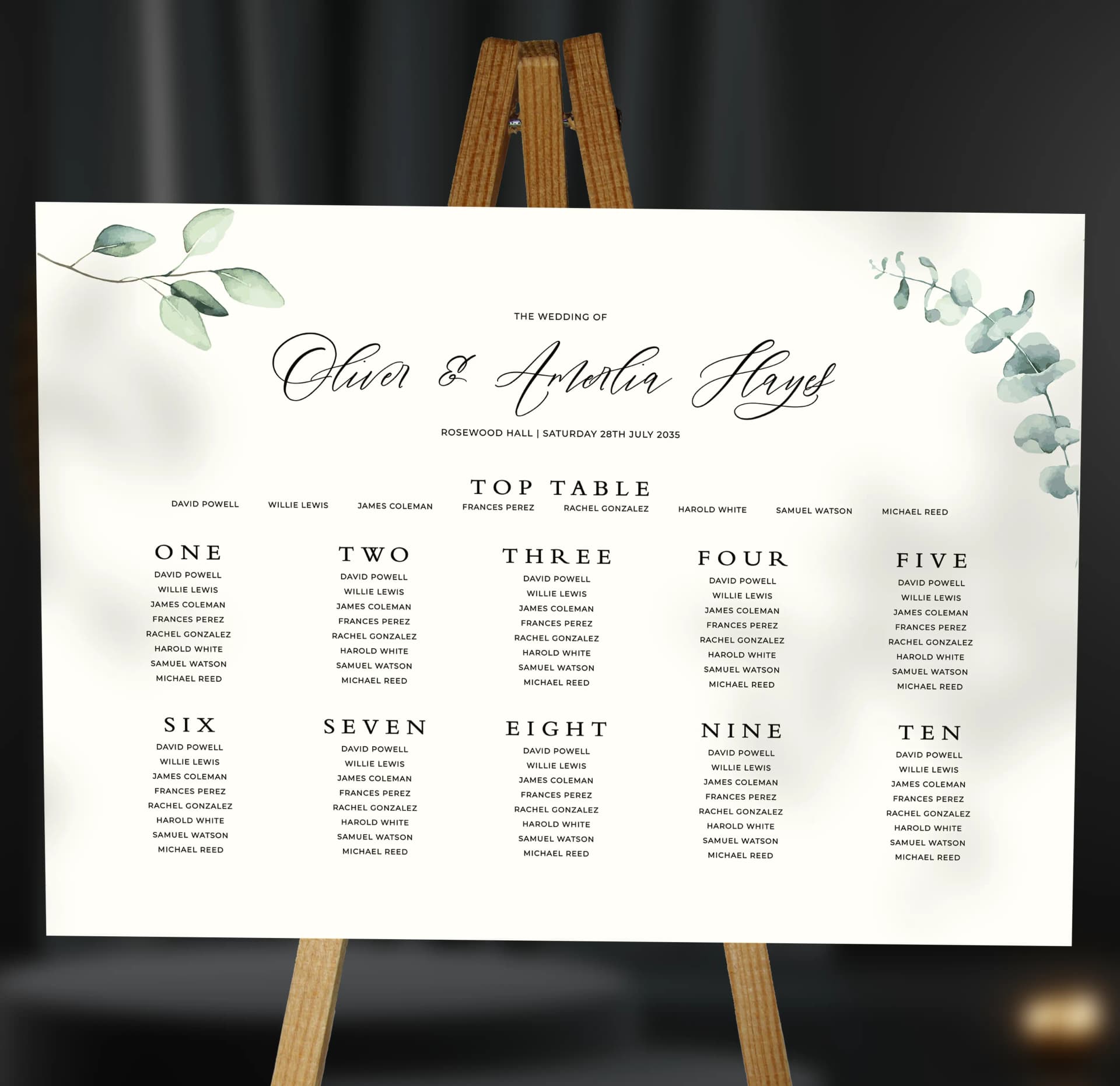 Argyle Table Plan — on the day wedding stationery