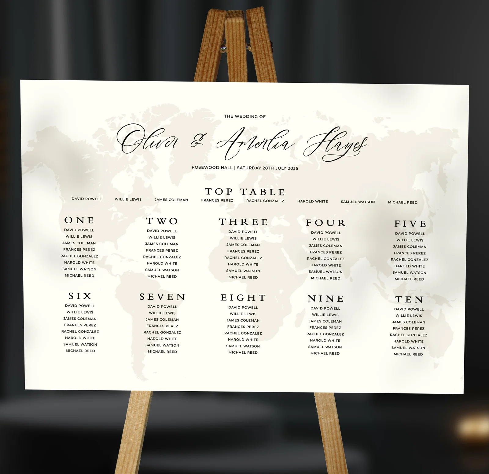Destination Table Plan — on the day wedding stationery