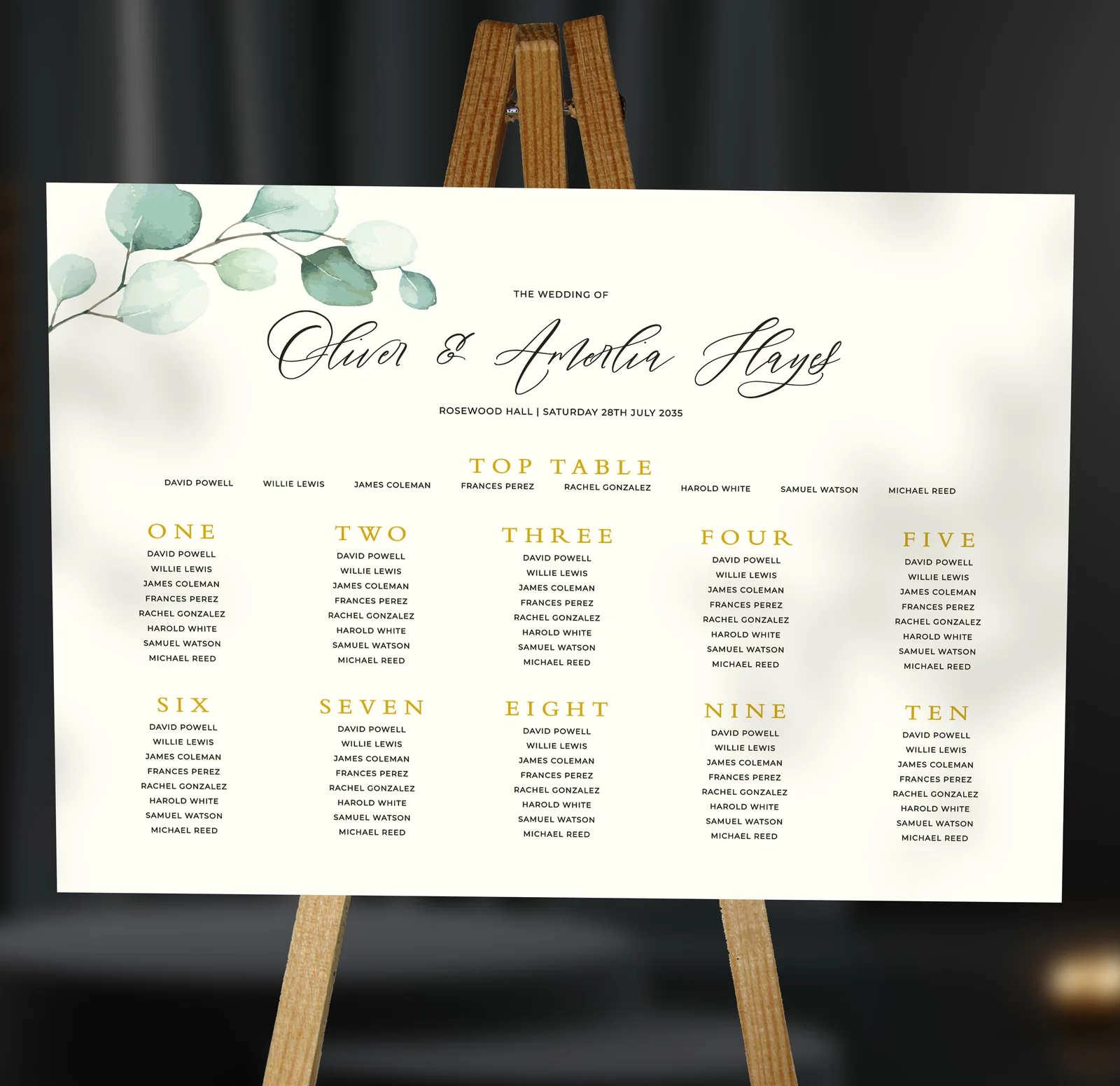 Eucalyptus Table Plan — on the day wedding stationery