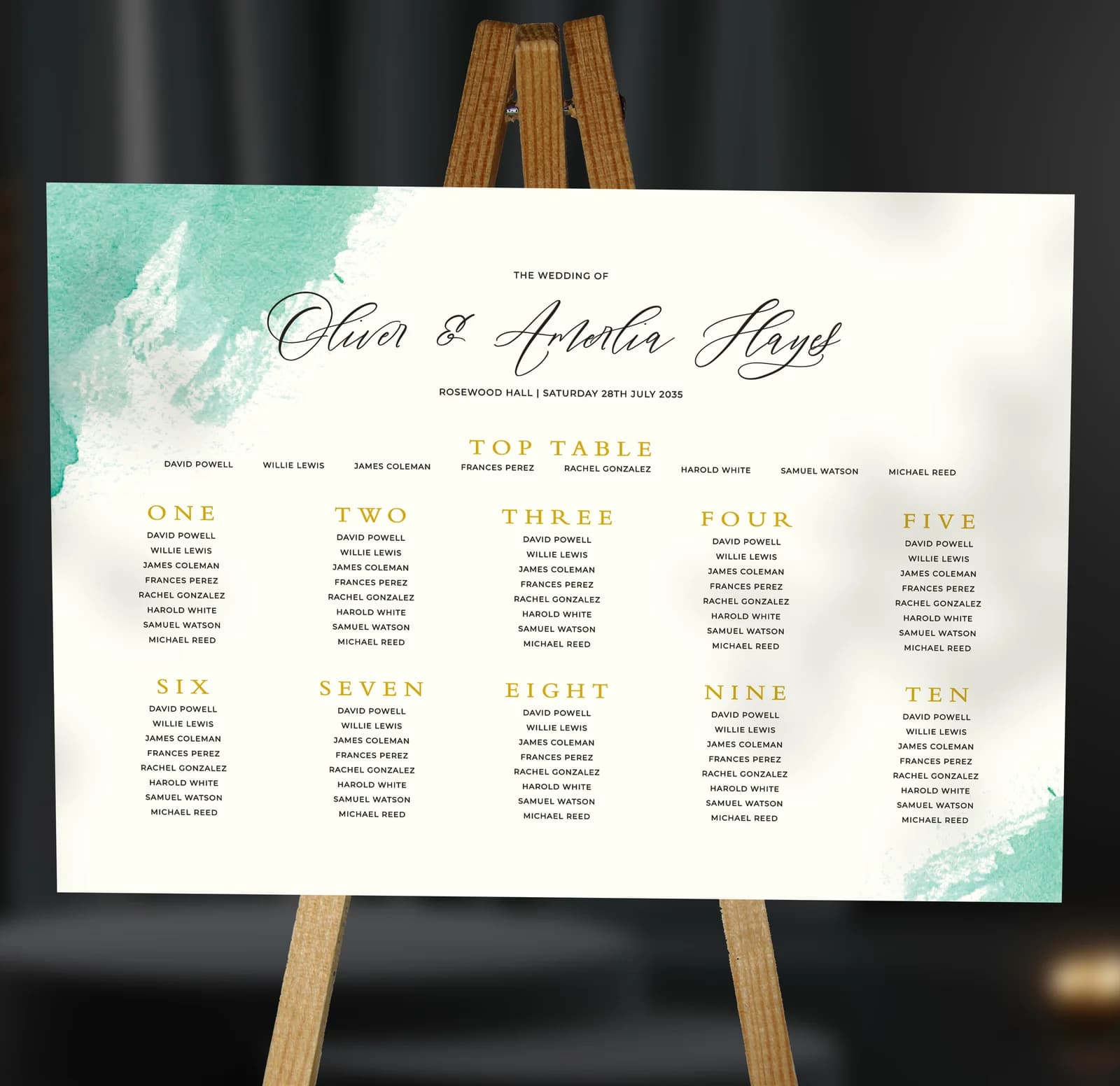 Green Watercolour wedding stationery collection