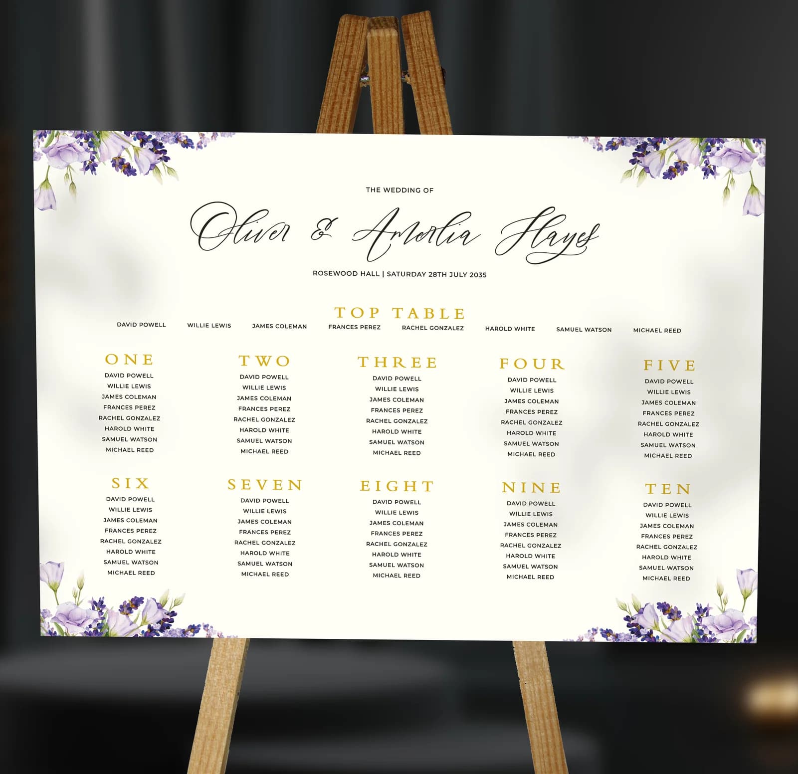 Lavender Table Plan — on the day wedding stationery