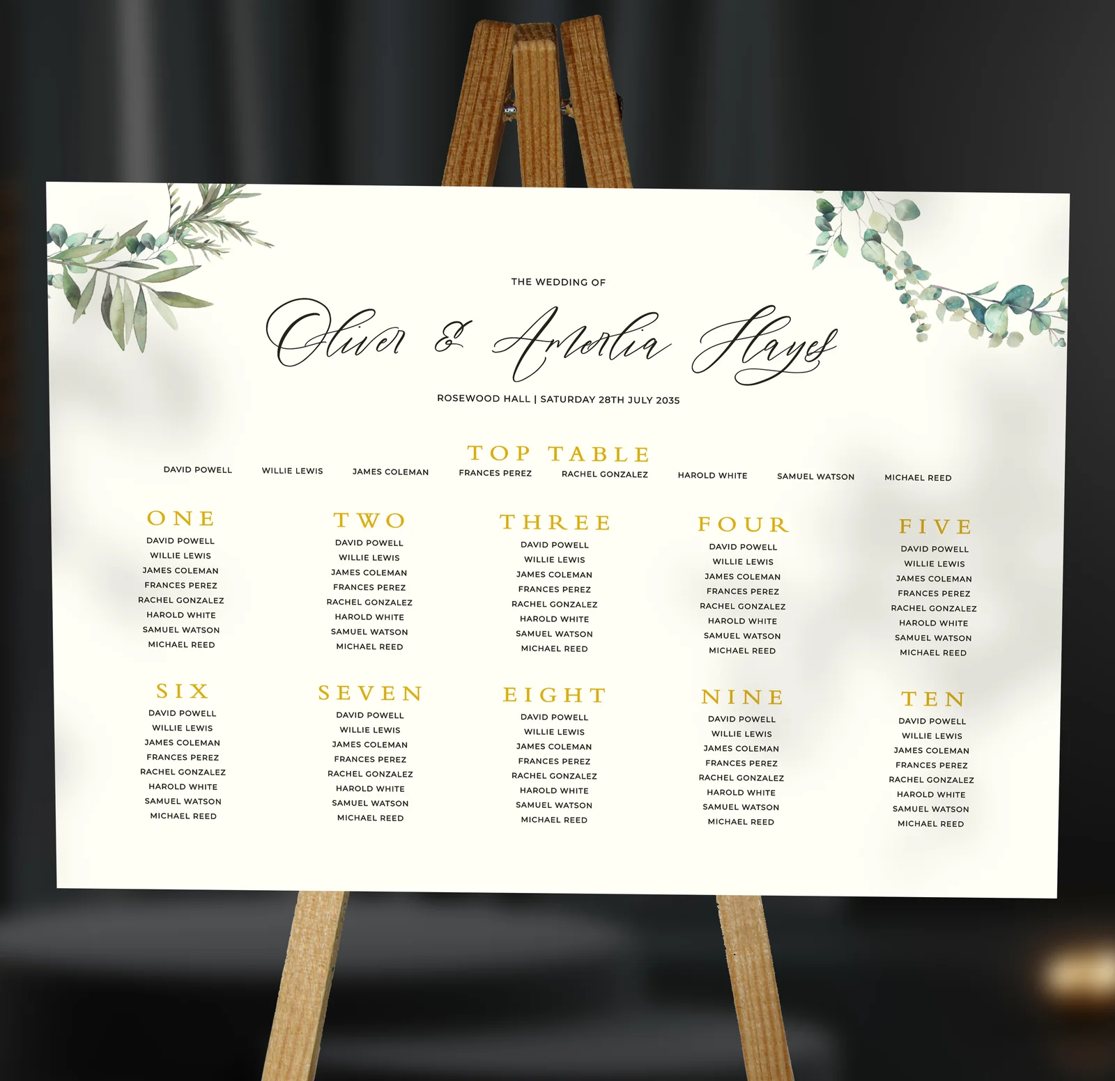 Olive Table Plan — on the day wedding stationery