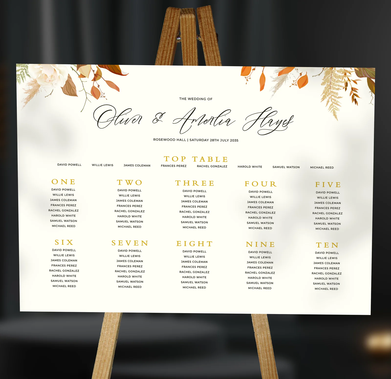 Potpourri Table Plan — on the day wedding stationery