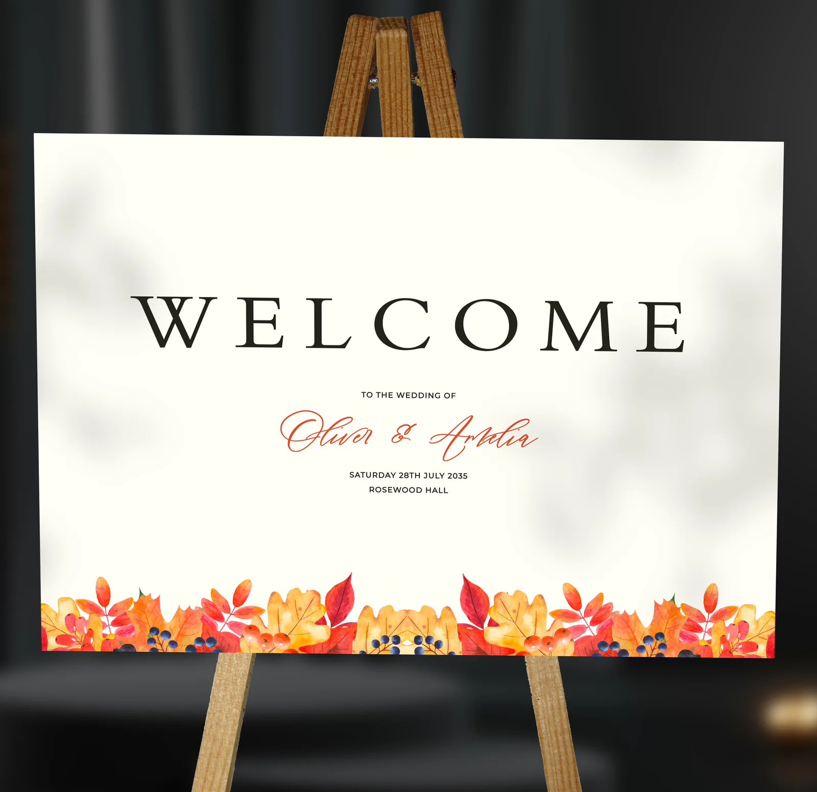 Autumn Welcome Sign — on the day wedding stationery