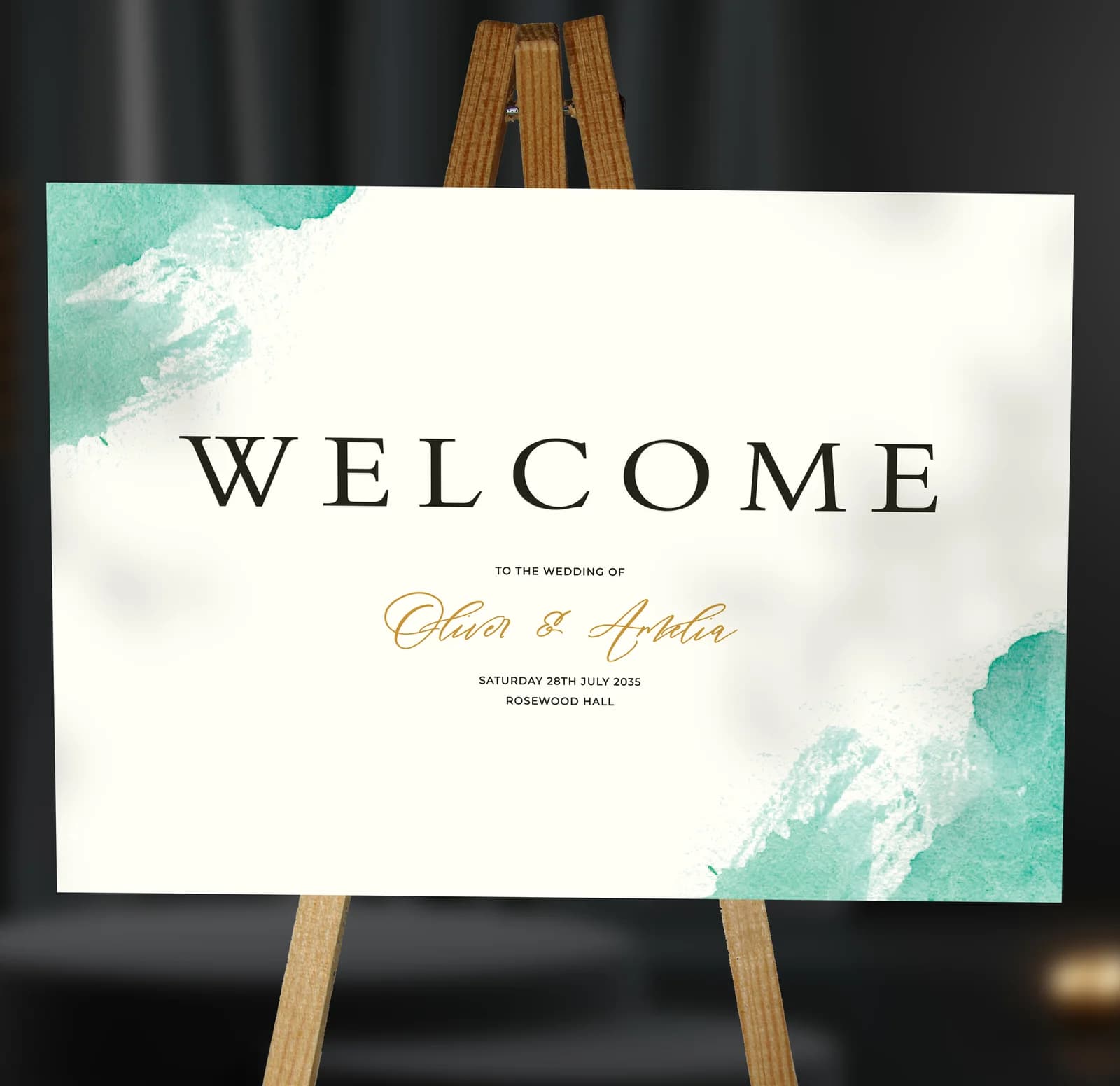 Green Watercolour Welcome Sign — on the day wedding stationery