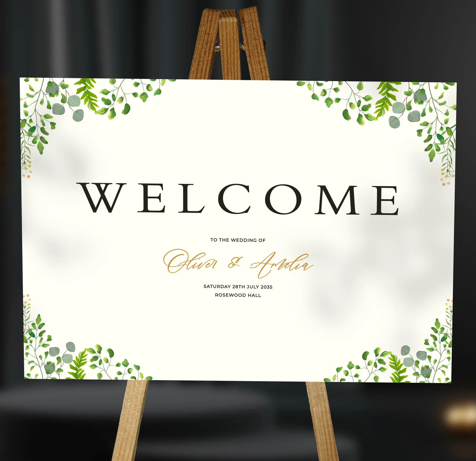 Greenery Eucalyptus Welcome Sign — on the day wedding stationery