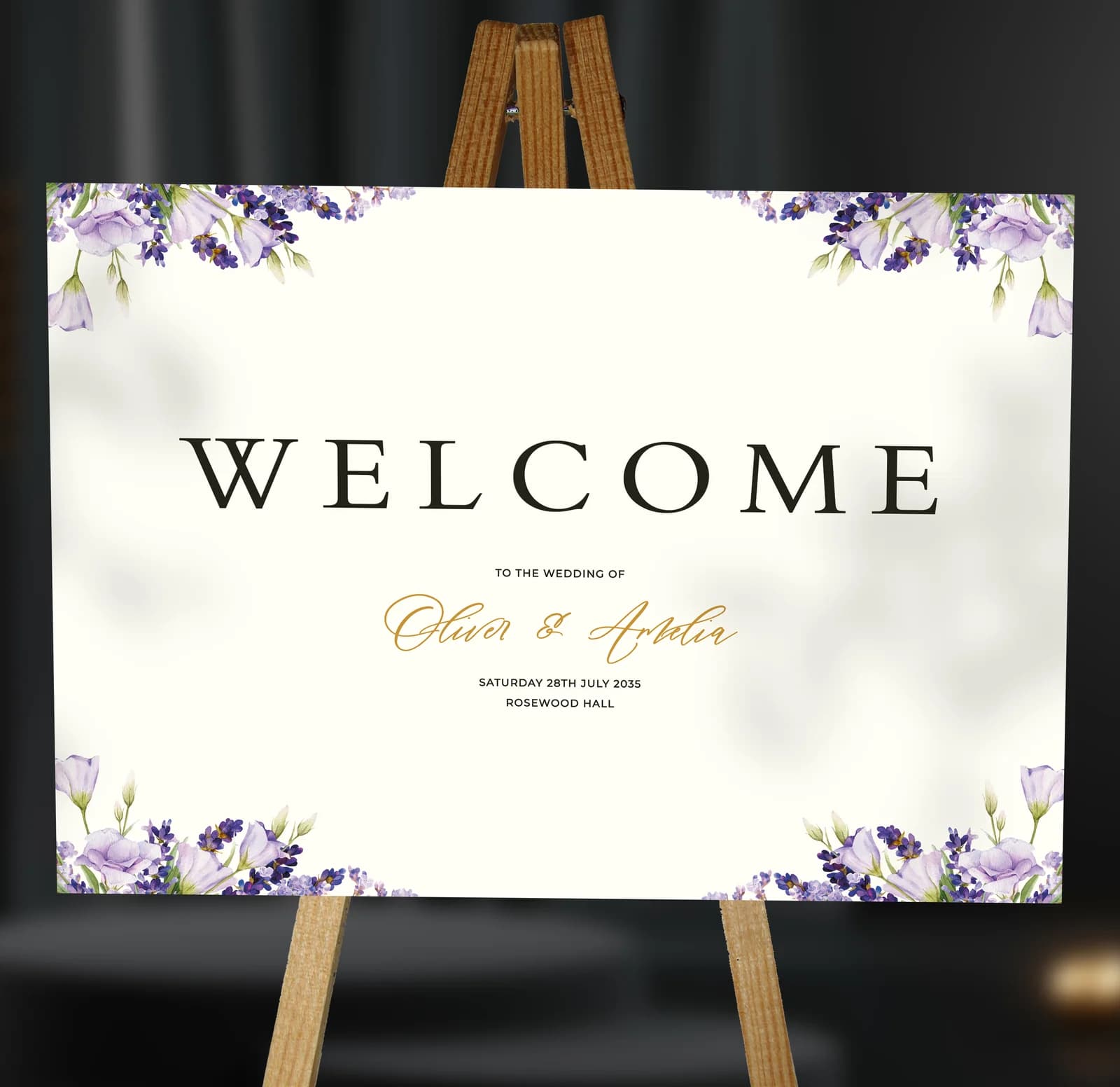 Lavender Welcome Sign — on the day wedding stationery