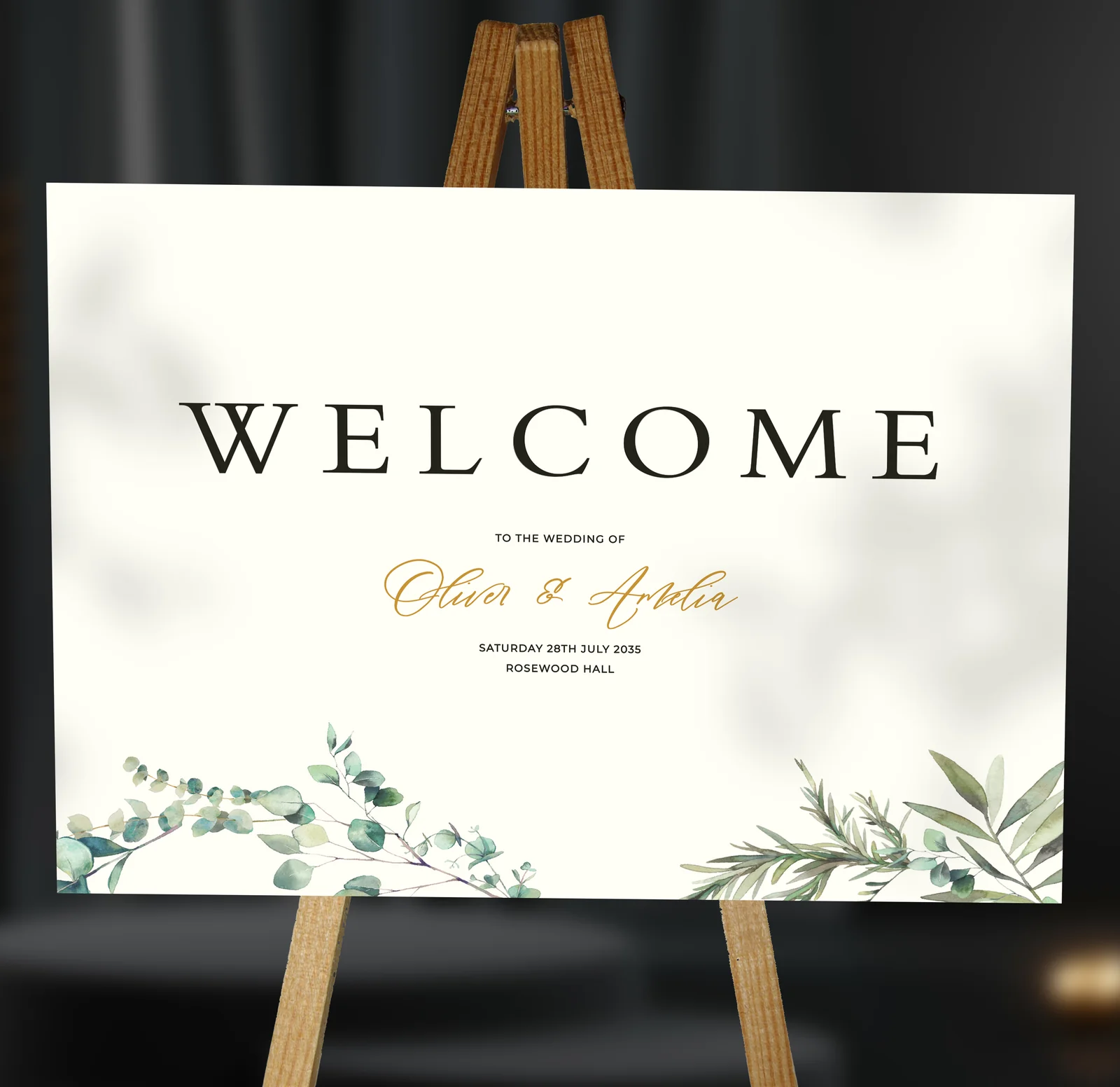 Olive Welcome Sign — on the day wedding stationery