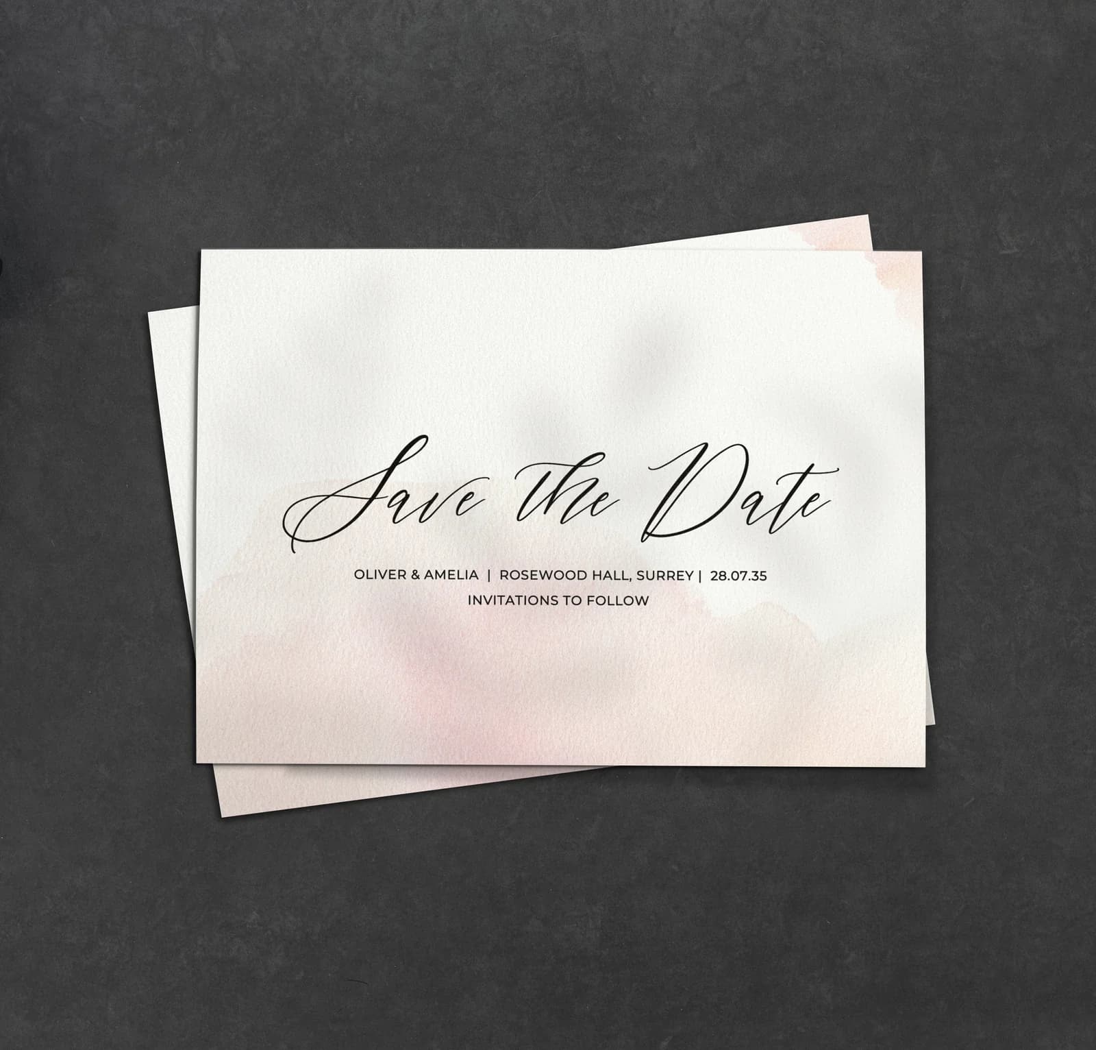 Pink Watercolour Save the Date — save the date wedding stationery