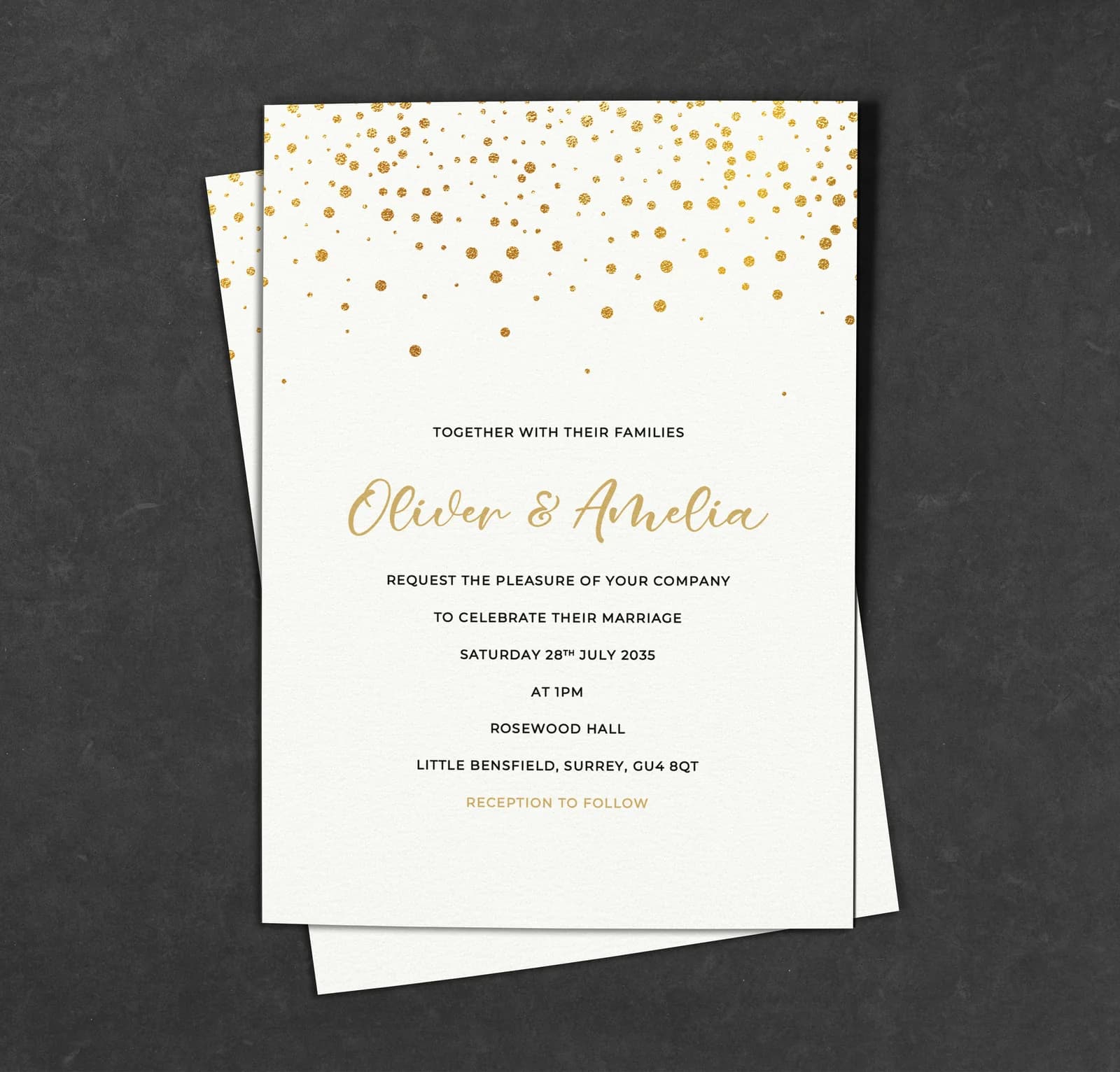 Gold Spots wedding stationery collection