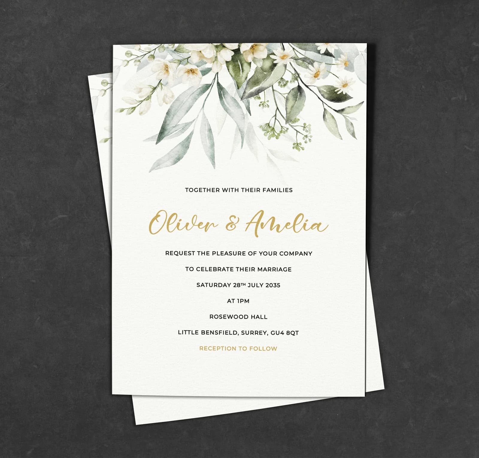 Green Leaves Watercolour wedding stationery collection