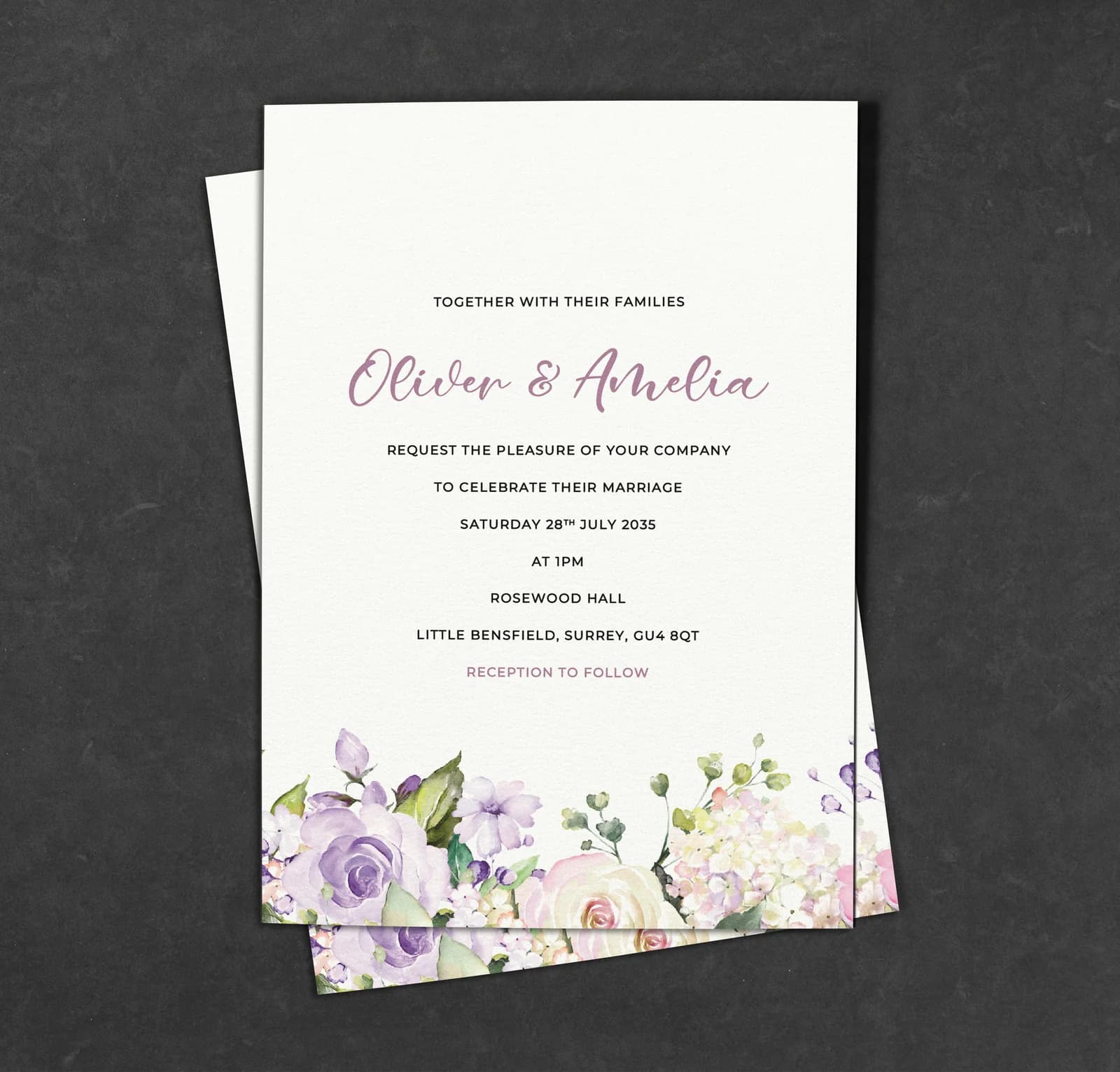 Lilac Floral wedding stationery collection