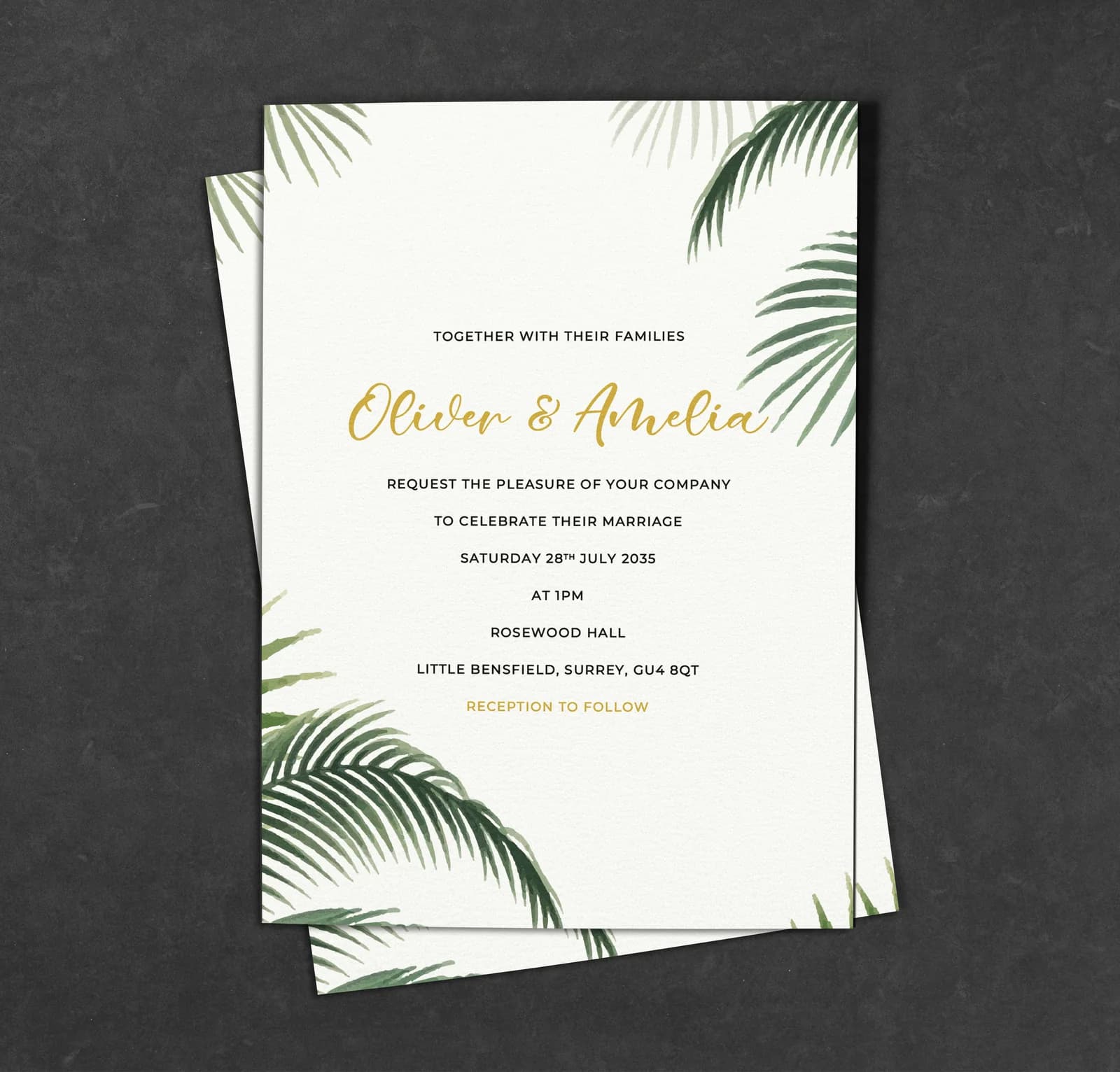 Palm wedding stationery collection