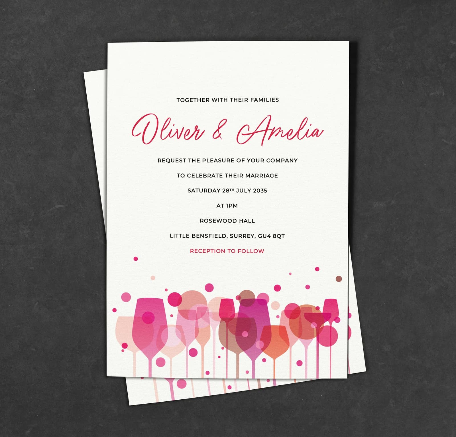 Pink Glasses wedding stationery collection