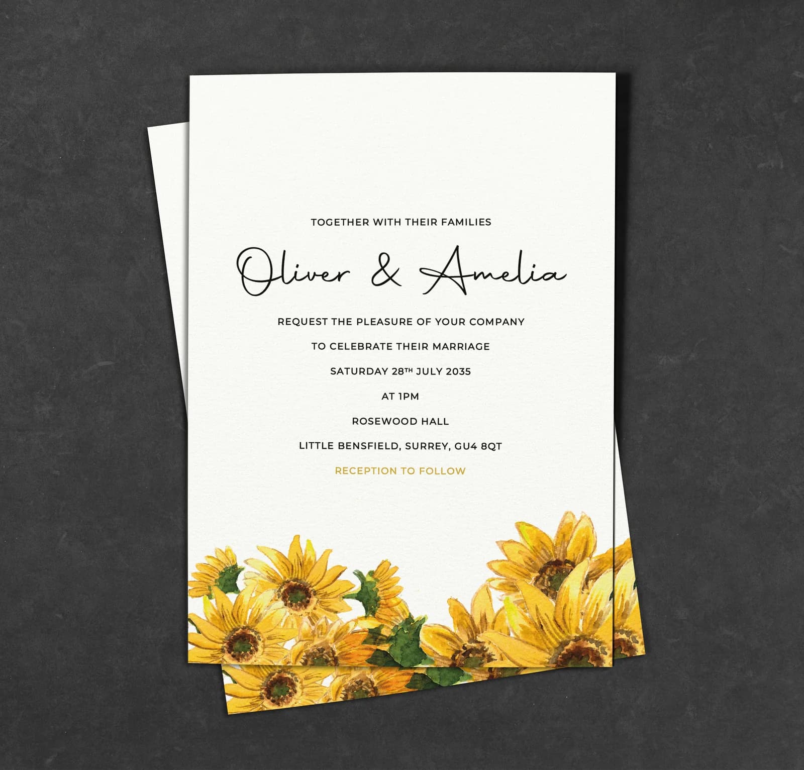 Sunflowers wedding stationery collection