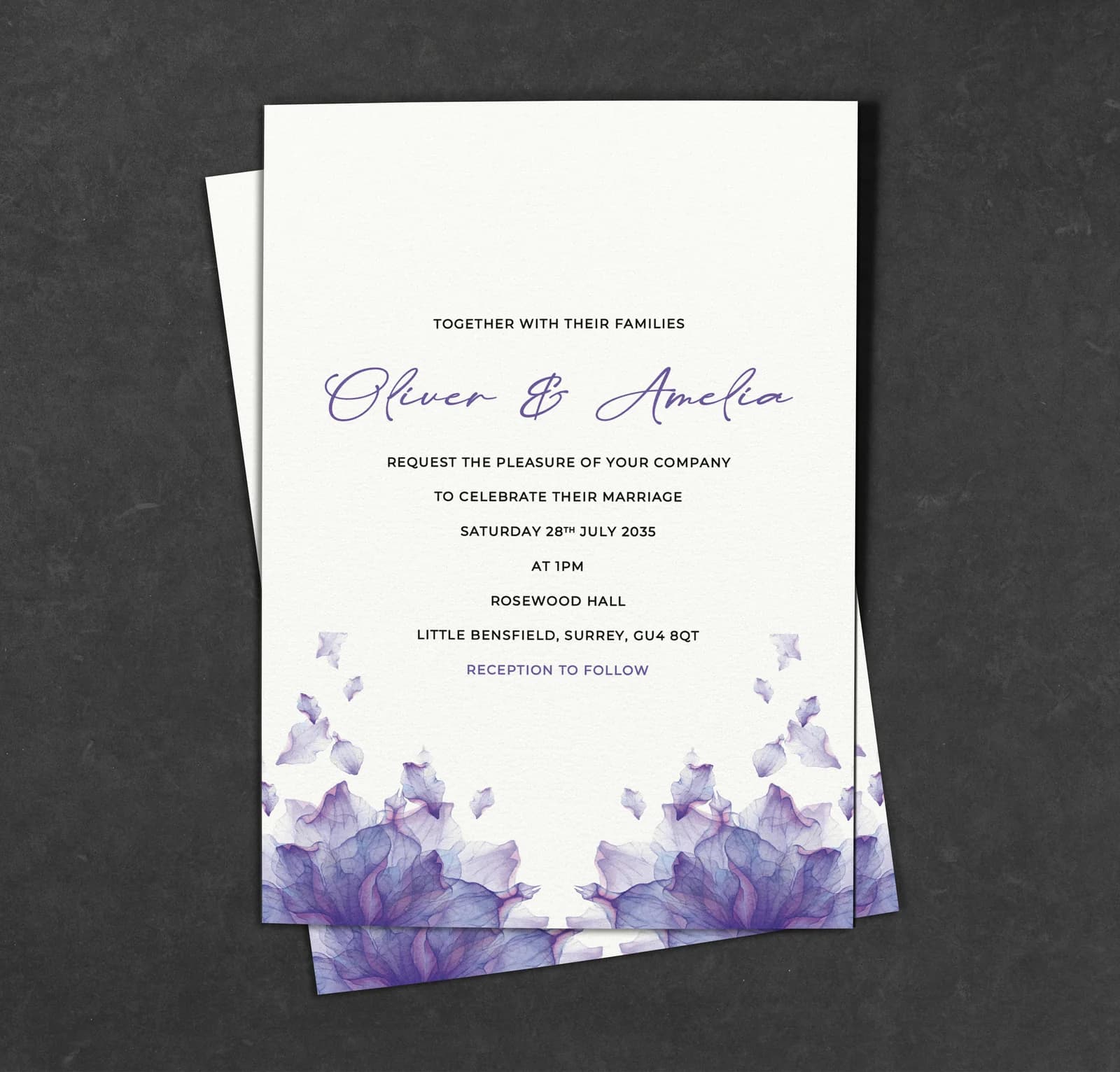 Violet Invitation — invitation wedding stationery